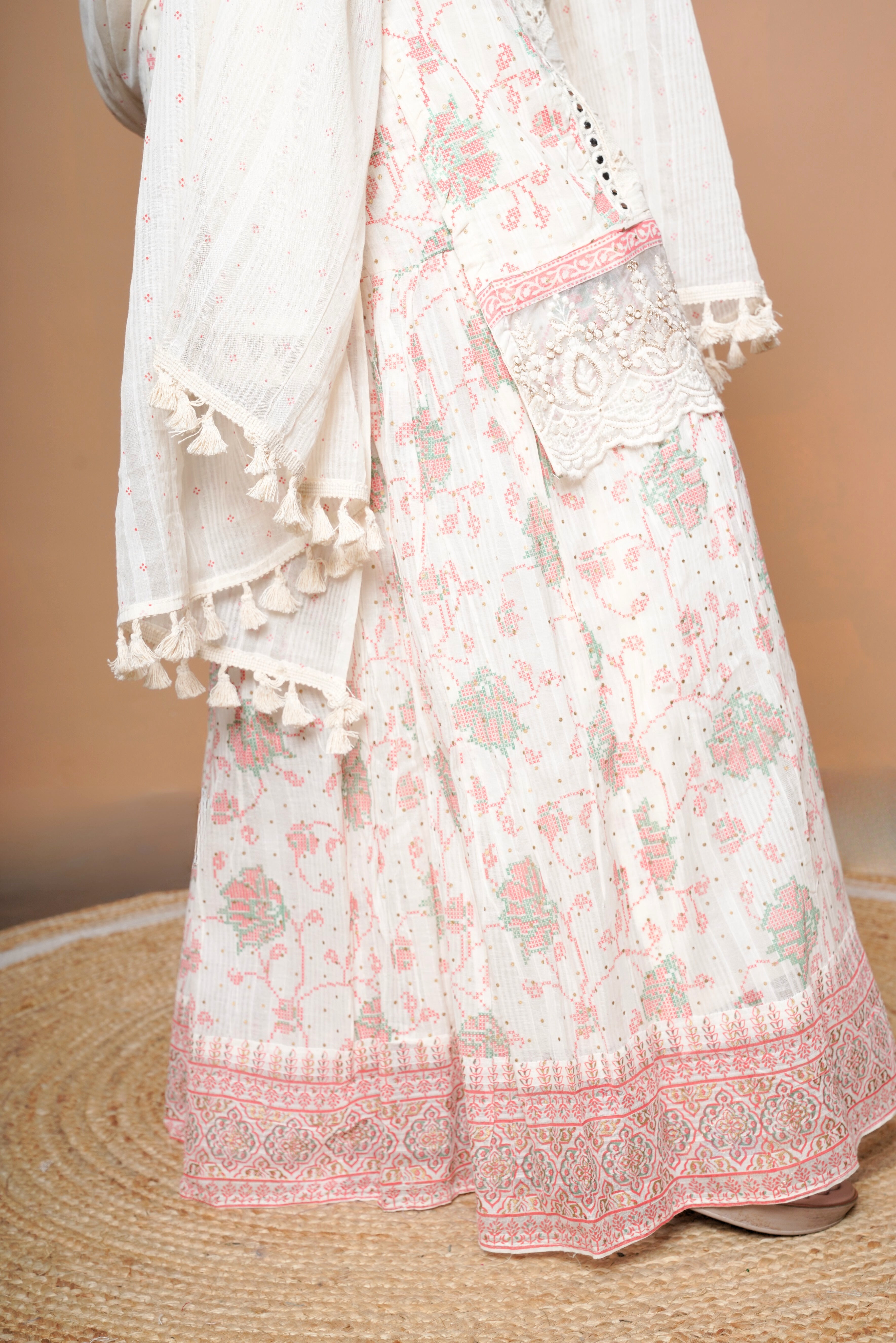 Embellished Pink Pure Cotton Kurta Palazzo Suit RAADVI