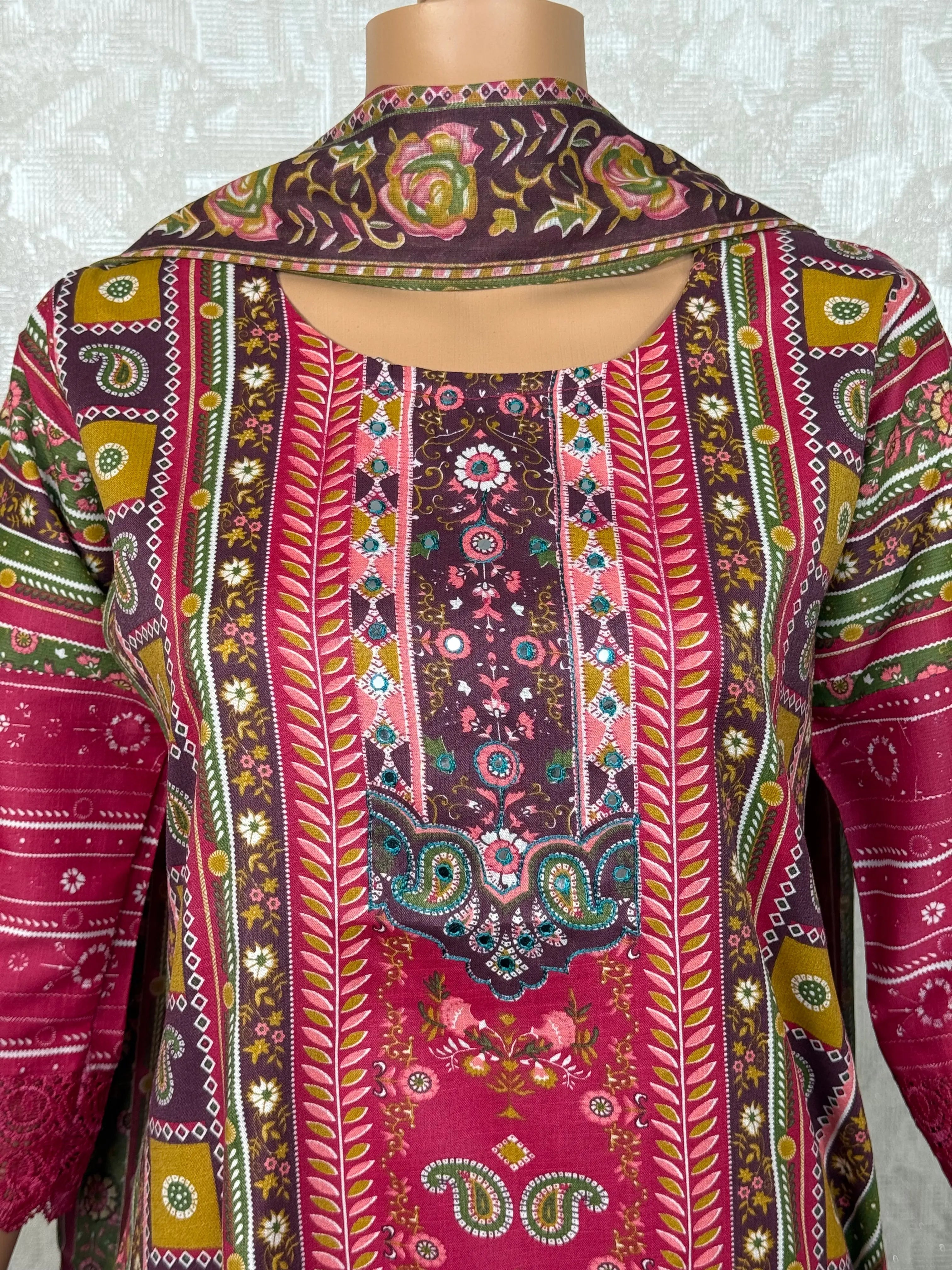 Floral Dark Pink Cotton Suit RAADVI
