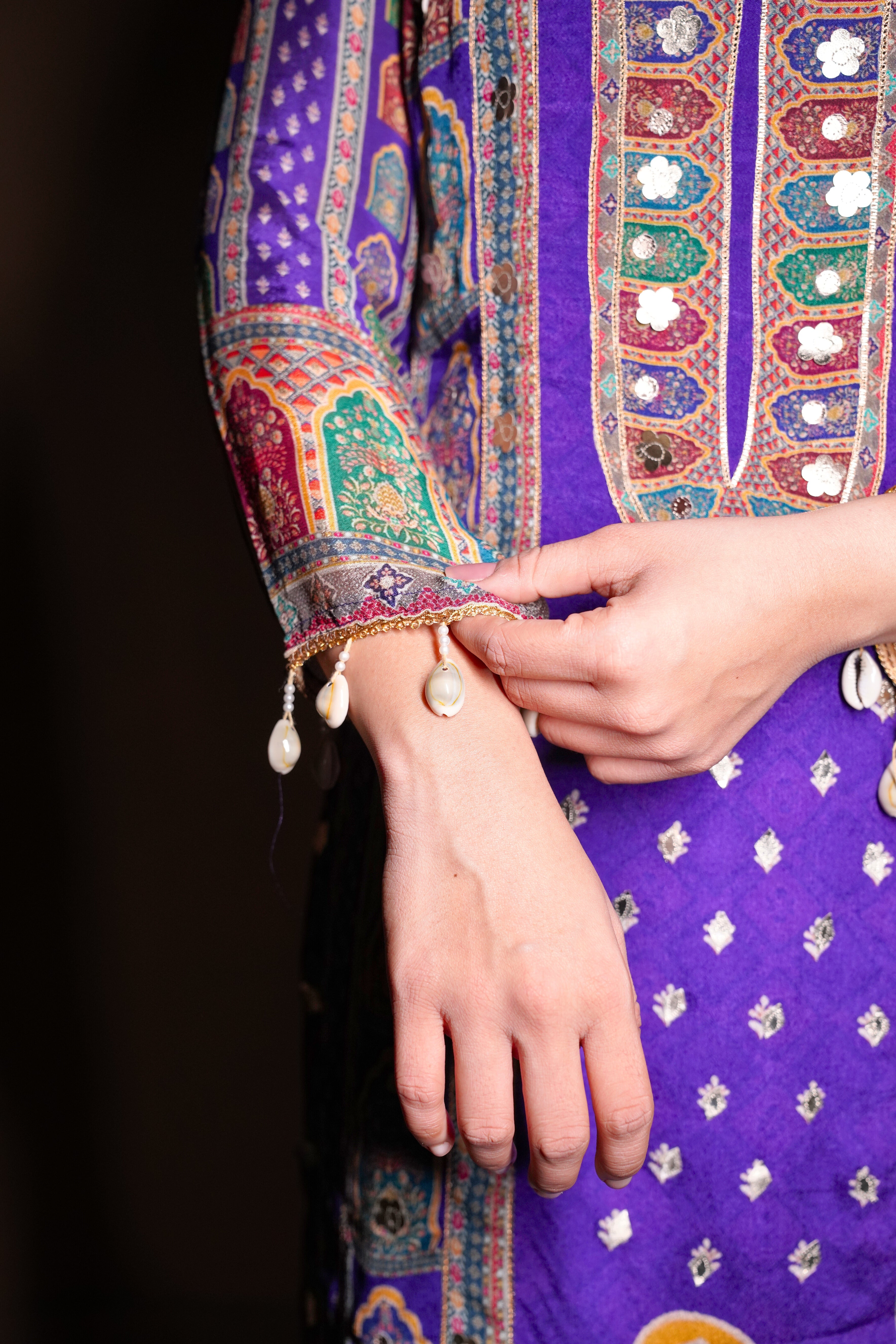 Embellished Purple Pure Natural Crepe Suit RAADVI