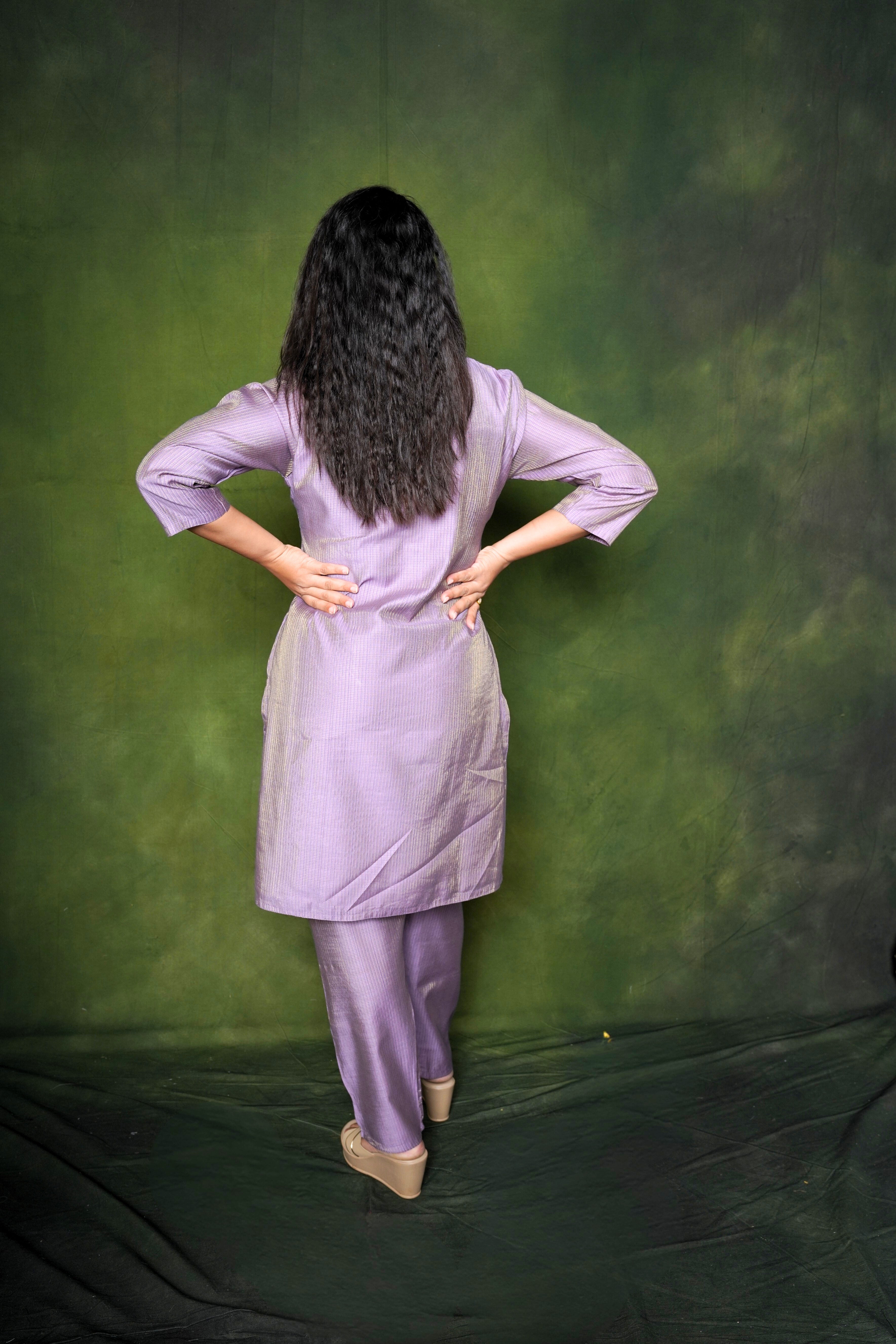 Embellished Purple Cotton Silk Co-Ord Set RAADVI