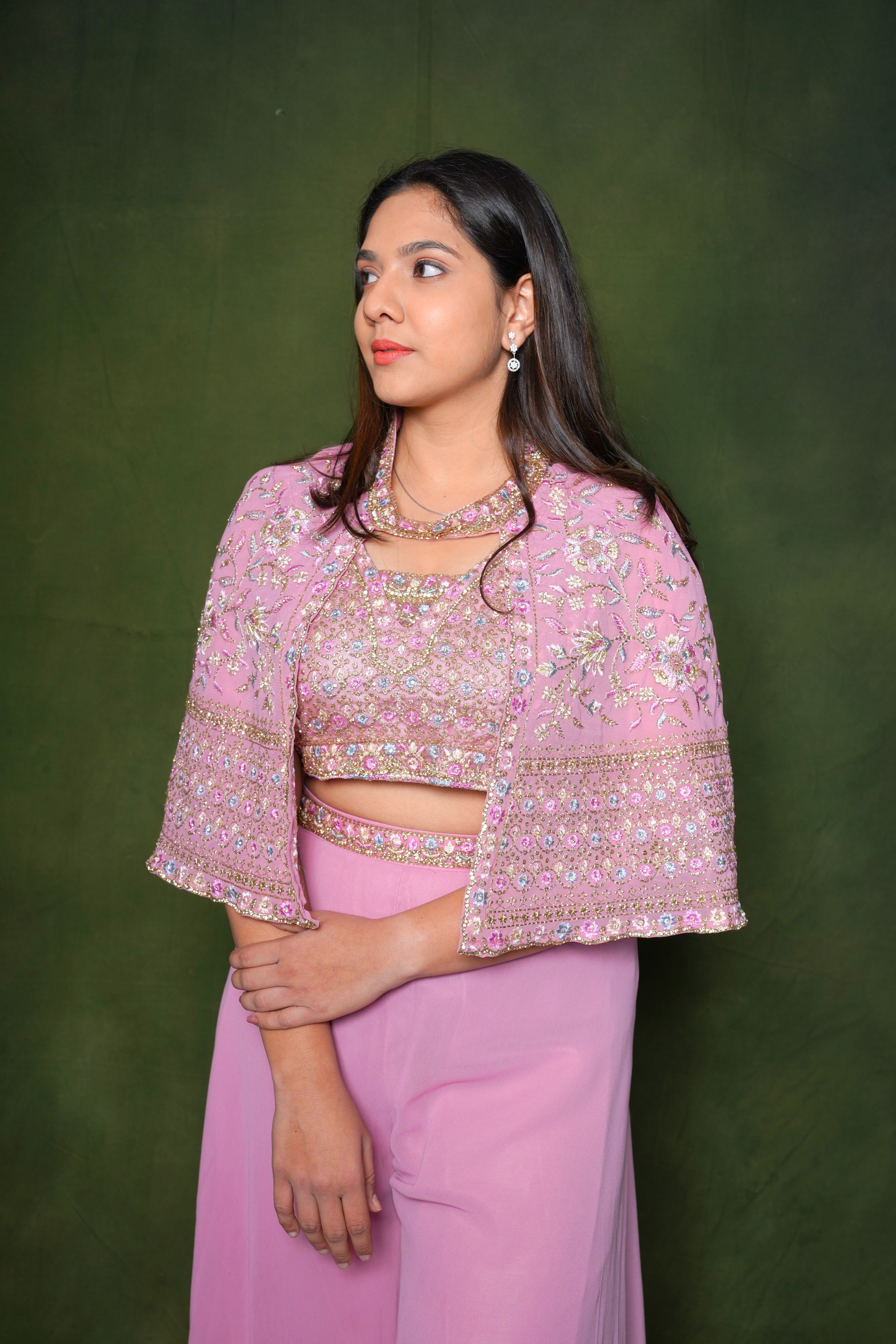 Embellished Lavender Crop Top Palazzo Set RAADVI