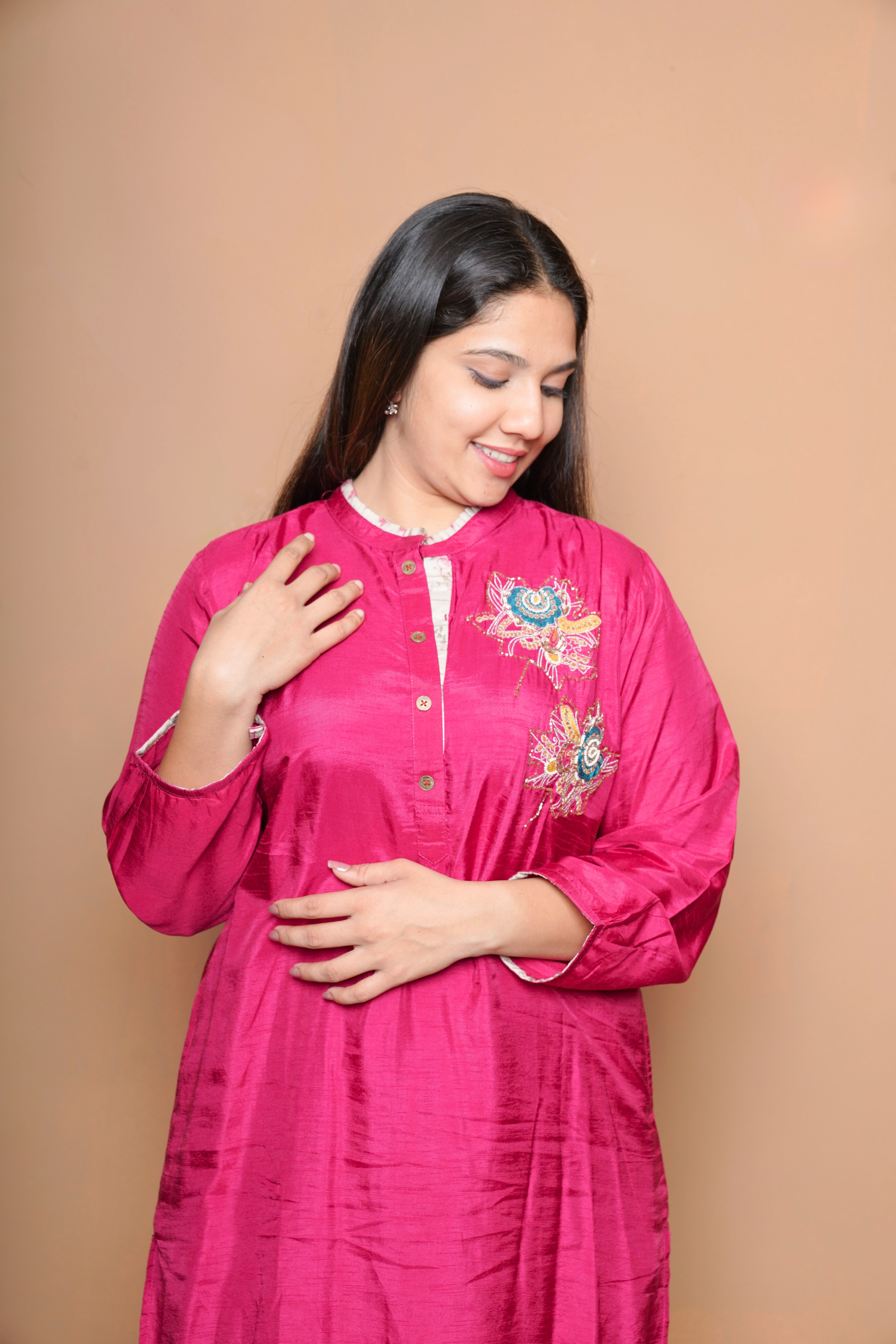 Embellished Red Mul Cotton Kurta Set RAADVI