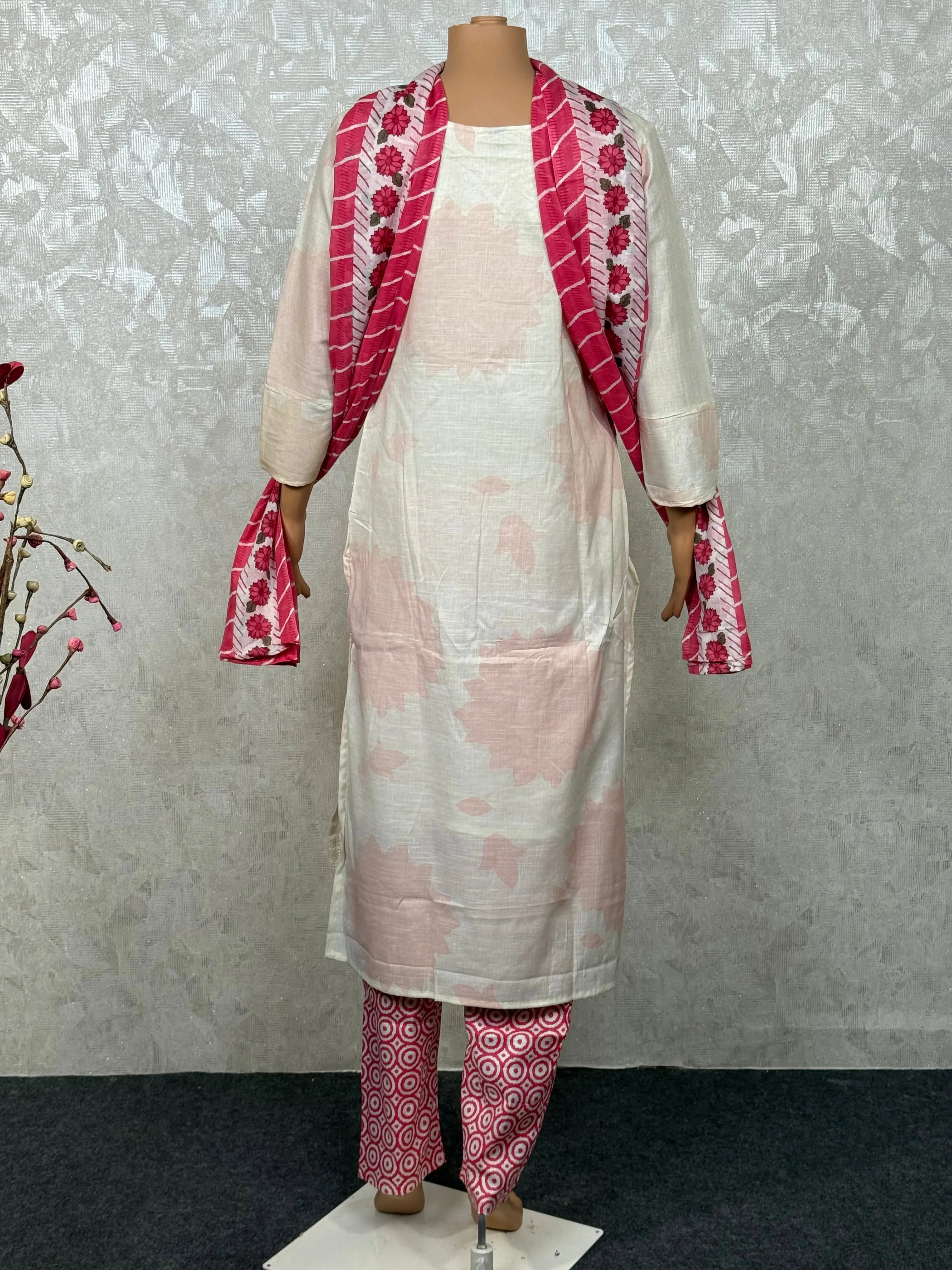 Floral White Cotton Suit RAADVI