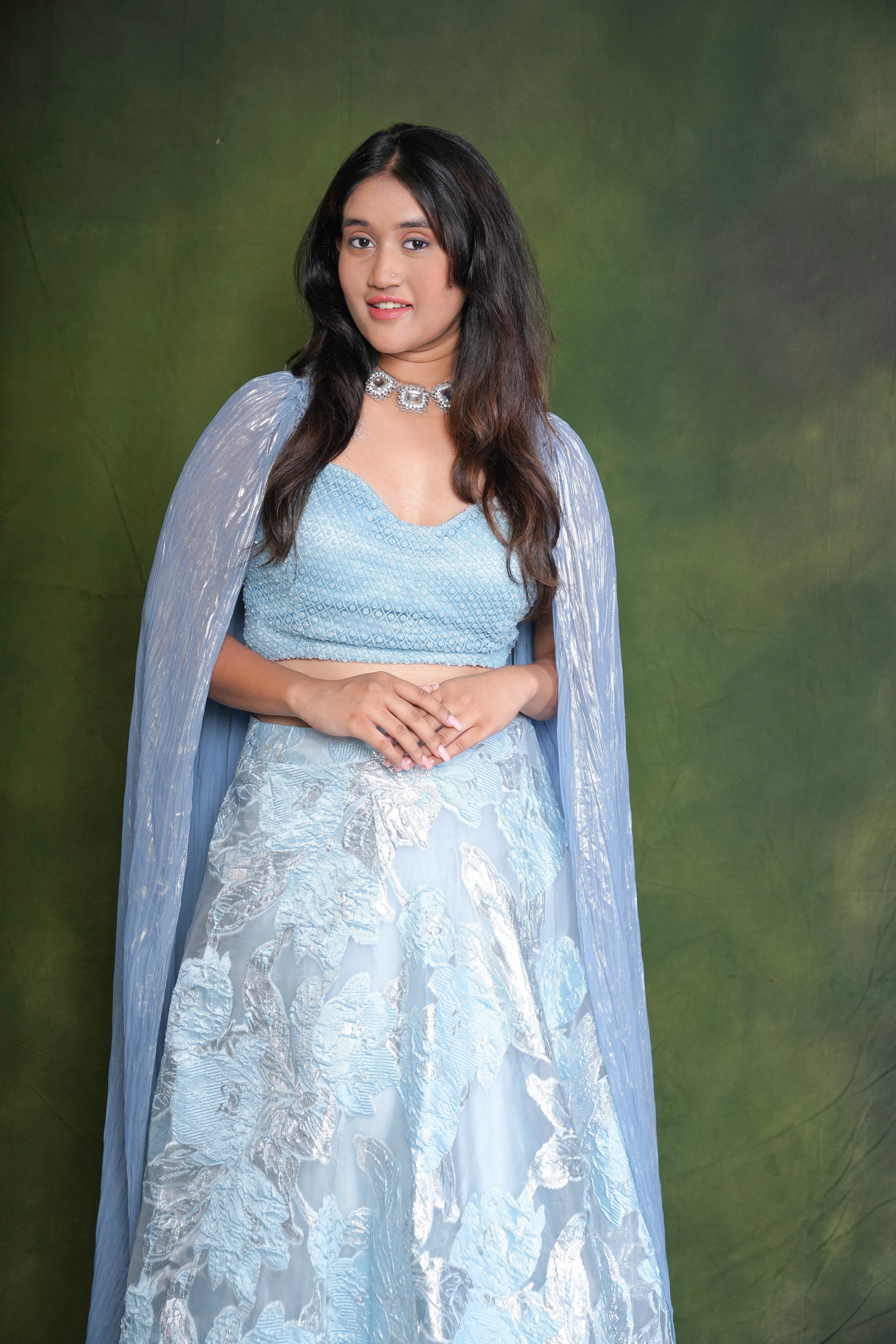 Embellished Sky Blue Lehenga RAADVI