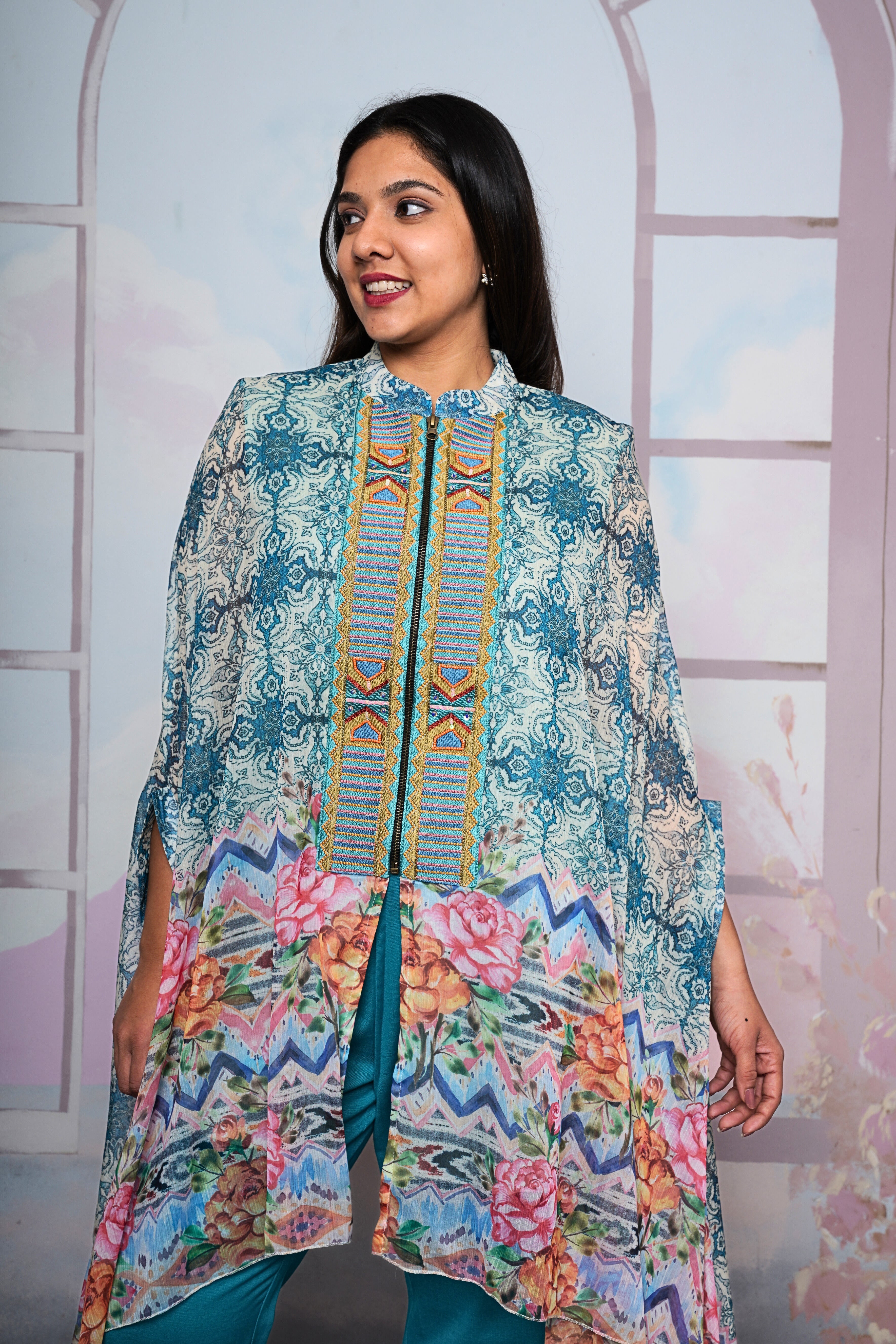 Luxury Pure Georgette Cape Co-ord Set RAADVI