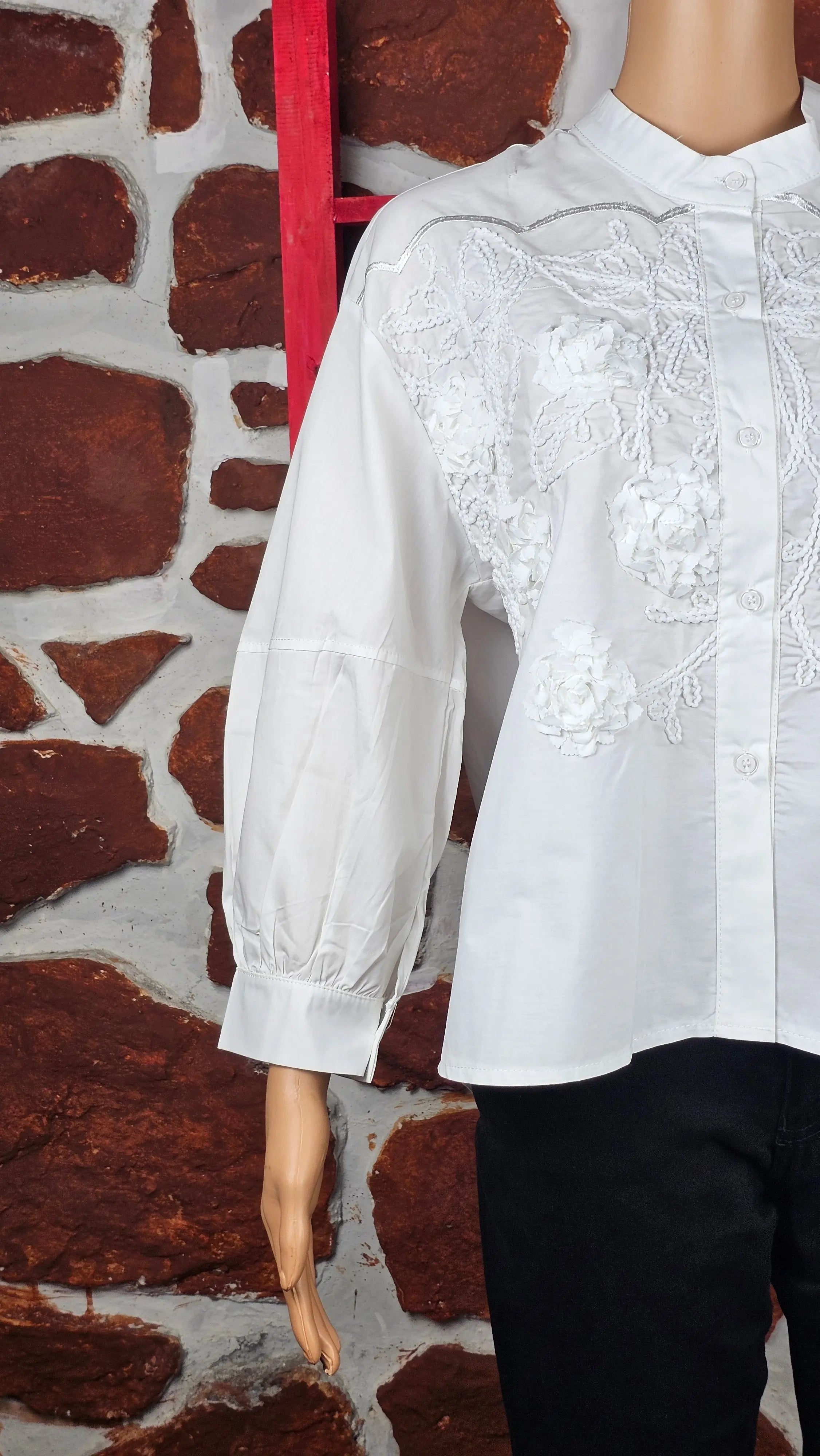 White Collared Embroidered Shirt RAADVI