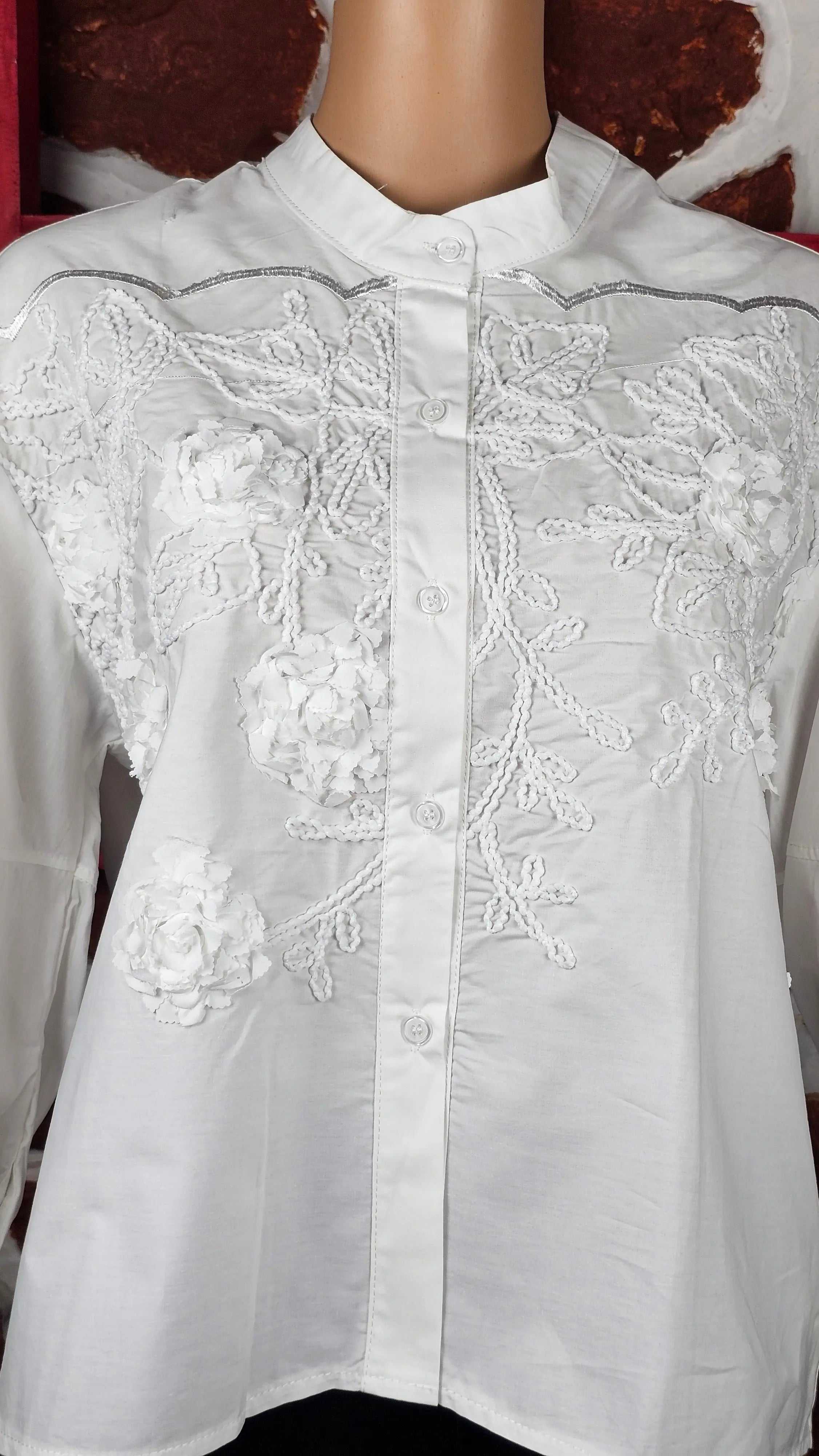 White Collared Embroidered Shirt RAADVI