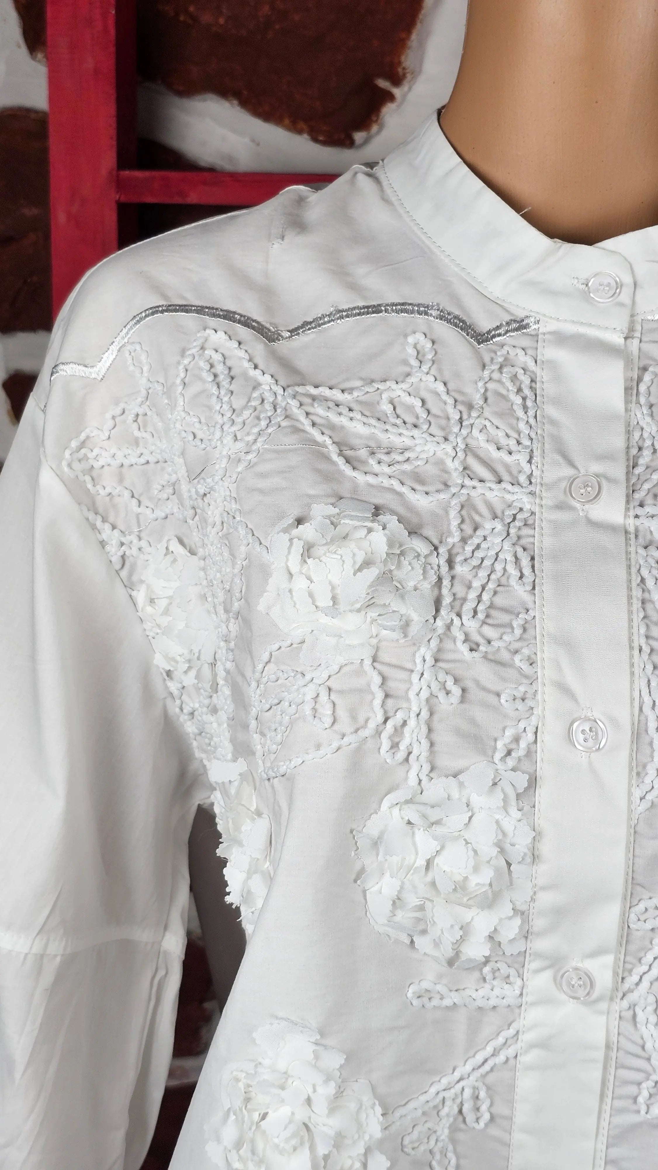 White Collared Embroidered Shirt RAADVI