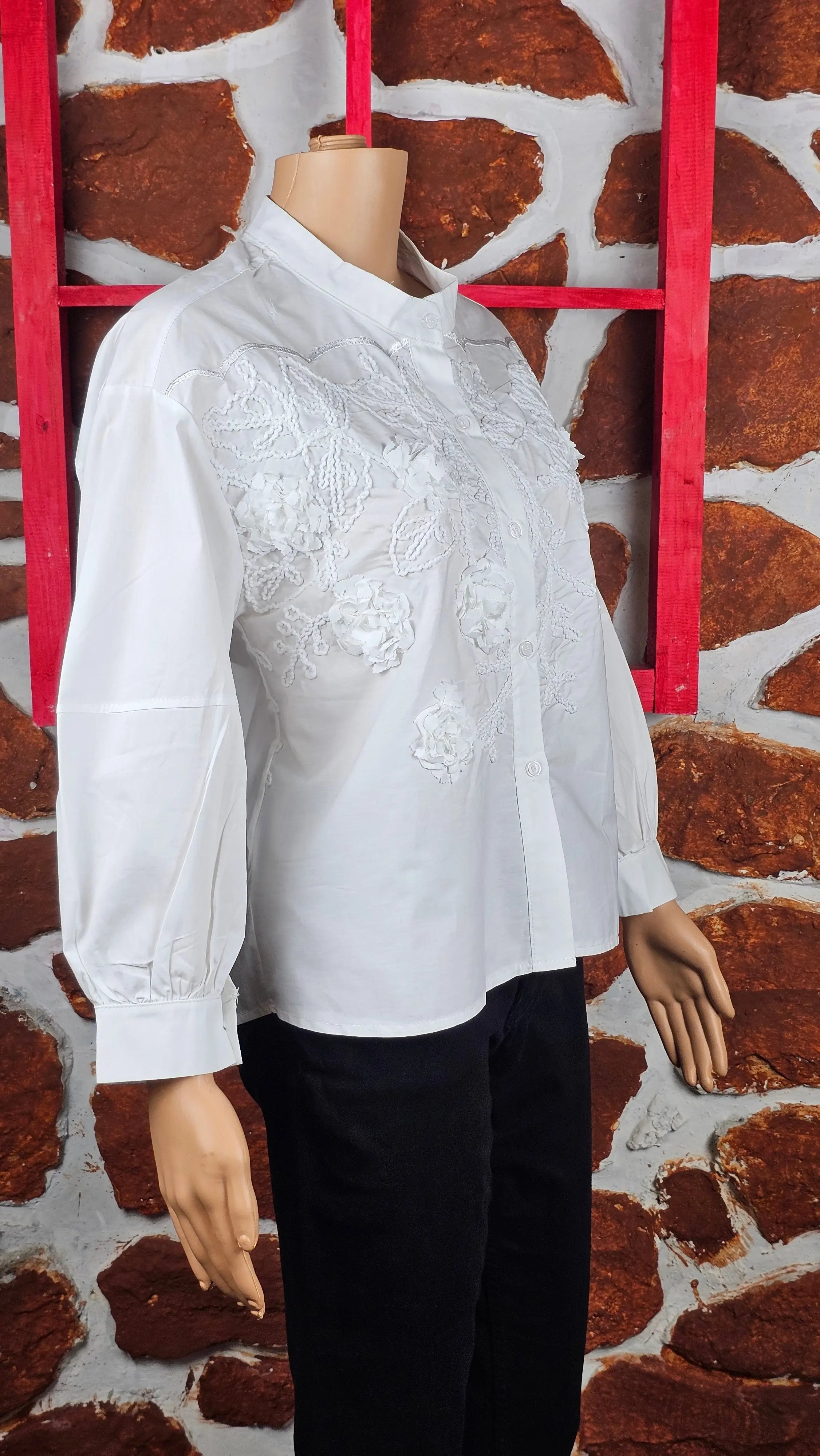 White Collared Embroidered Shirt RAADVI