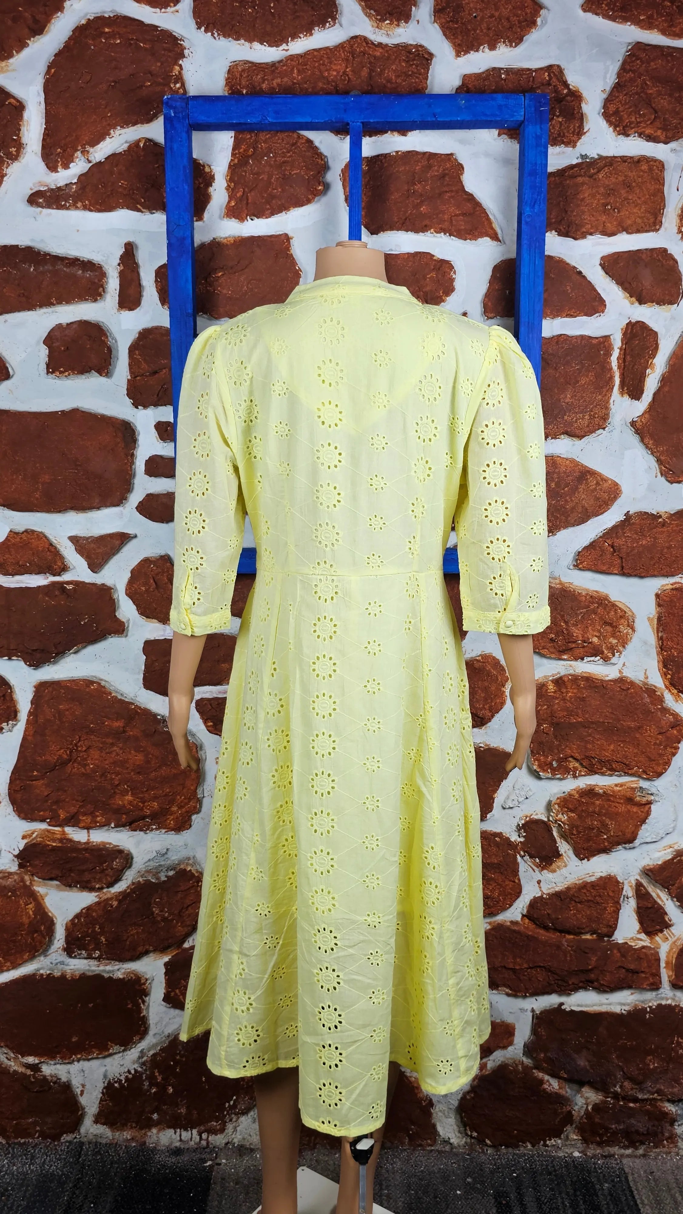 Sunshine Yellow Schiffli Embroidered A-Line Dress RAADVI