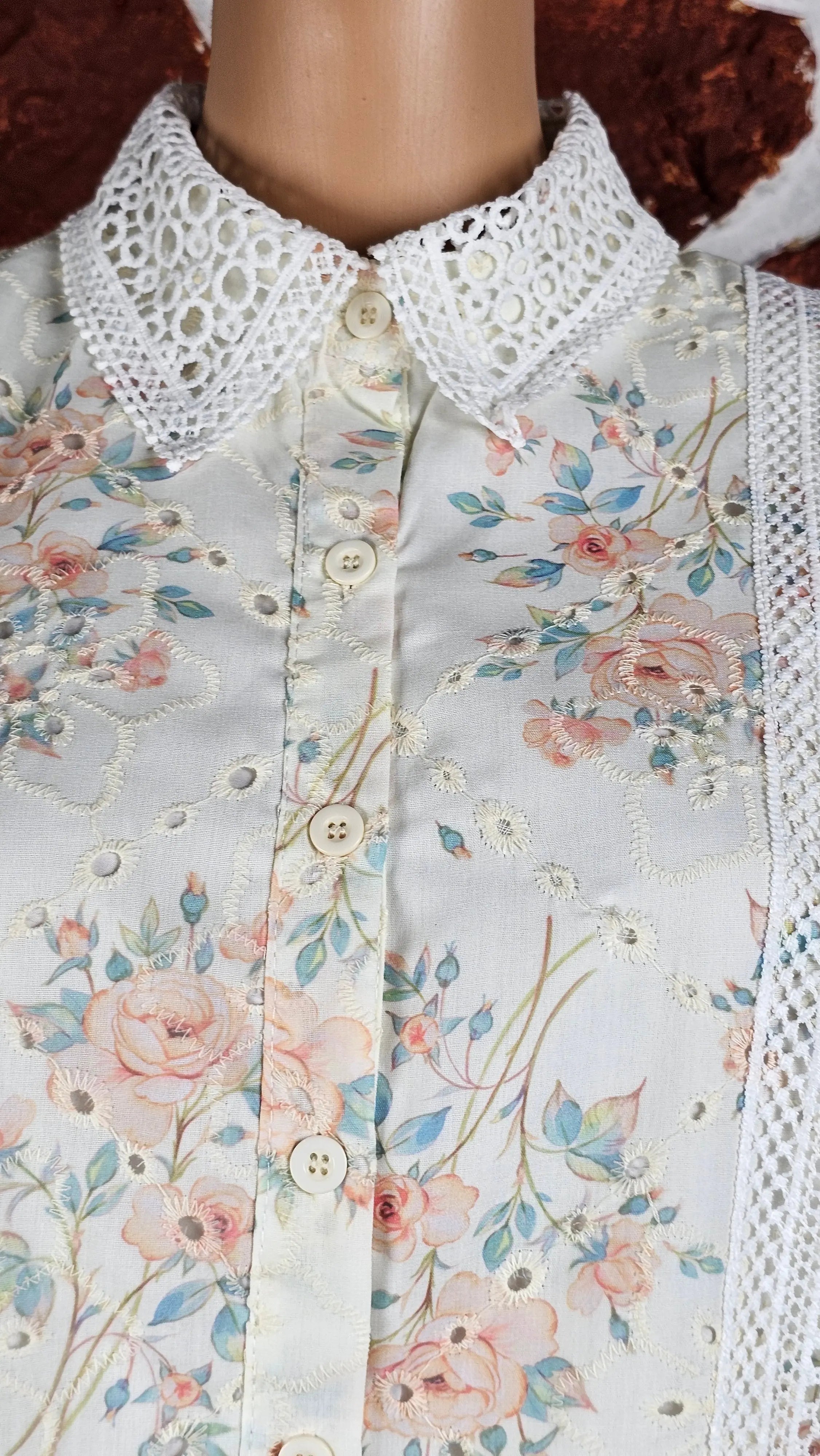 Vintage Inspired Floral Lace Midi Dress RAADVI