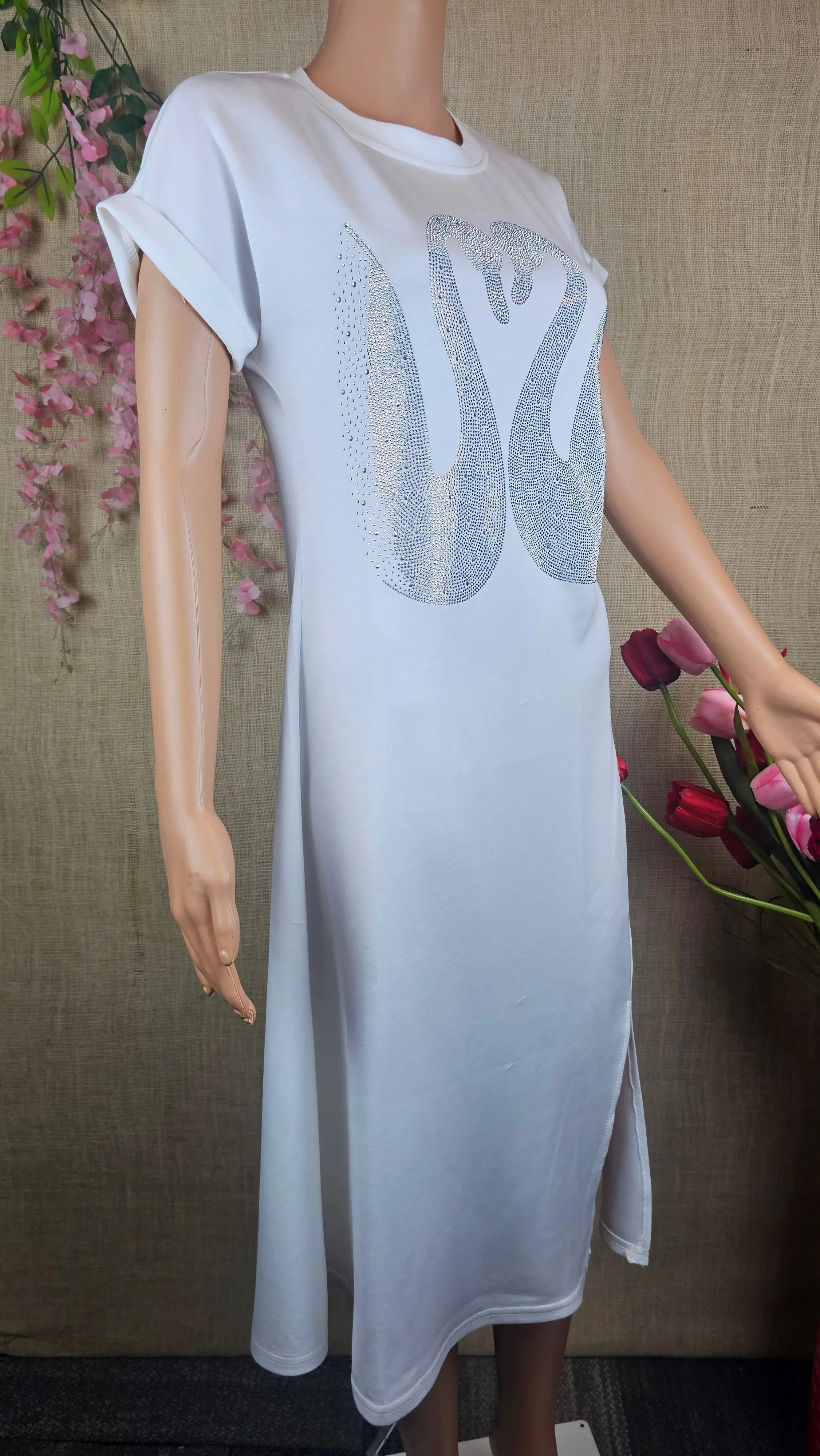 Elegant White Dress With Stone Swan RAADVI