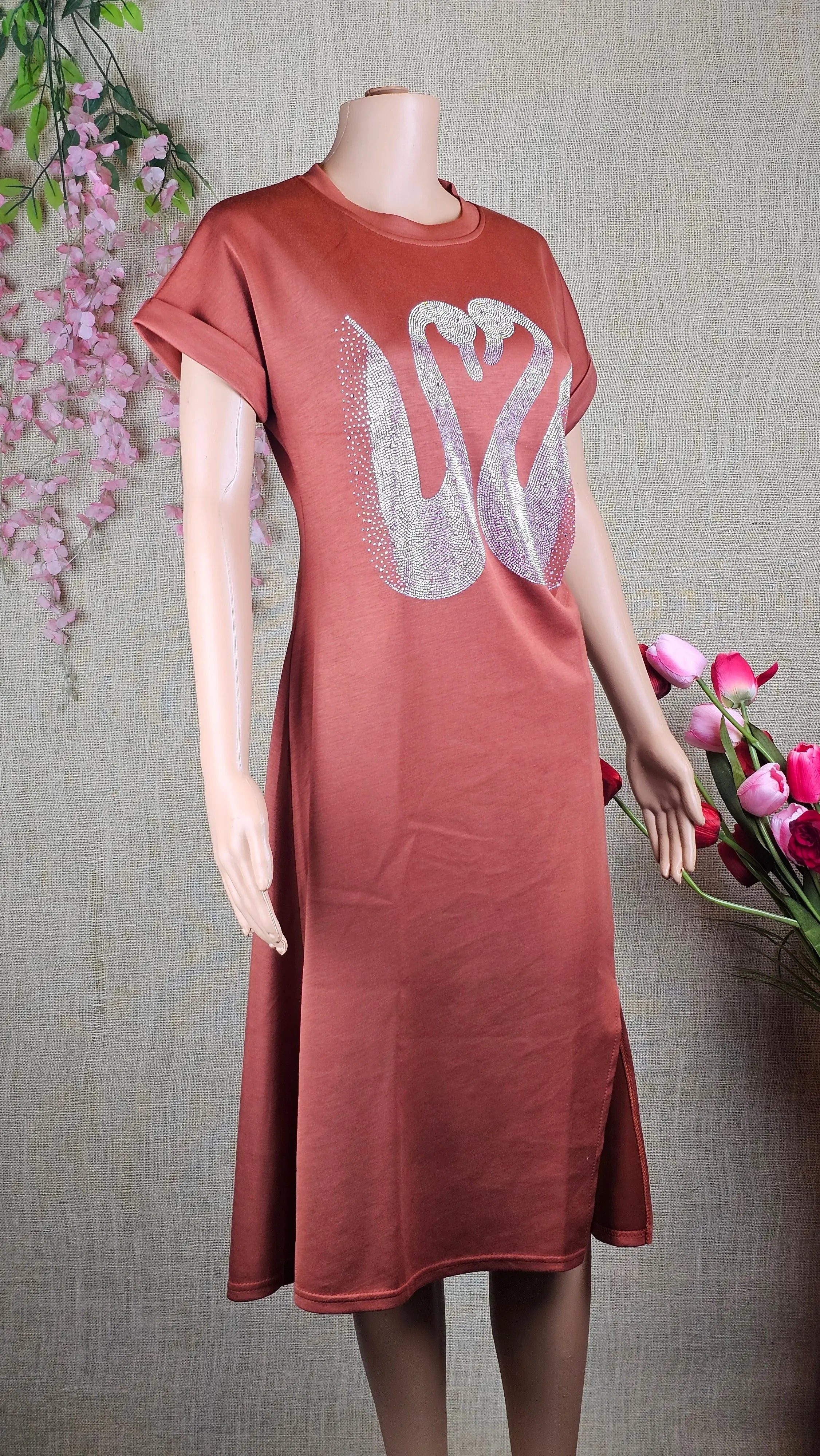 Elegant Brown Dress With Stone Swan RAADVI