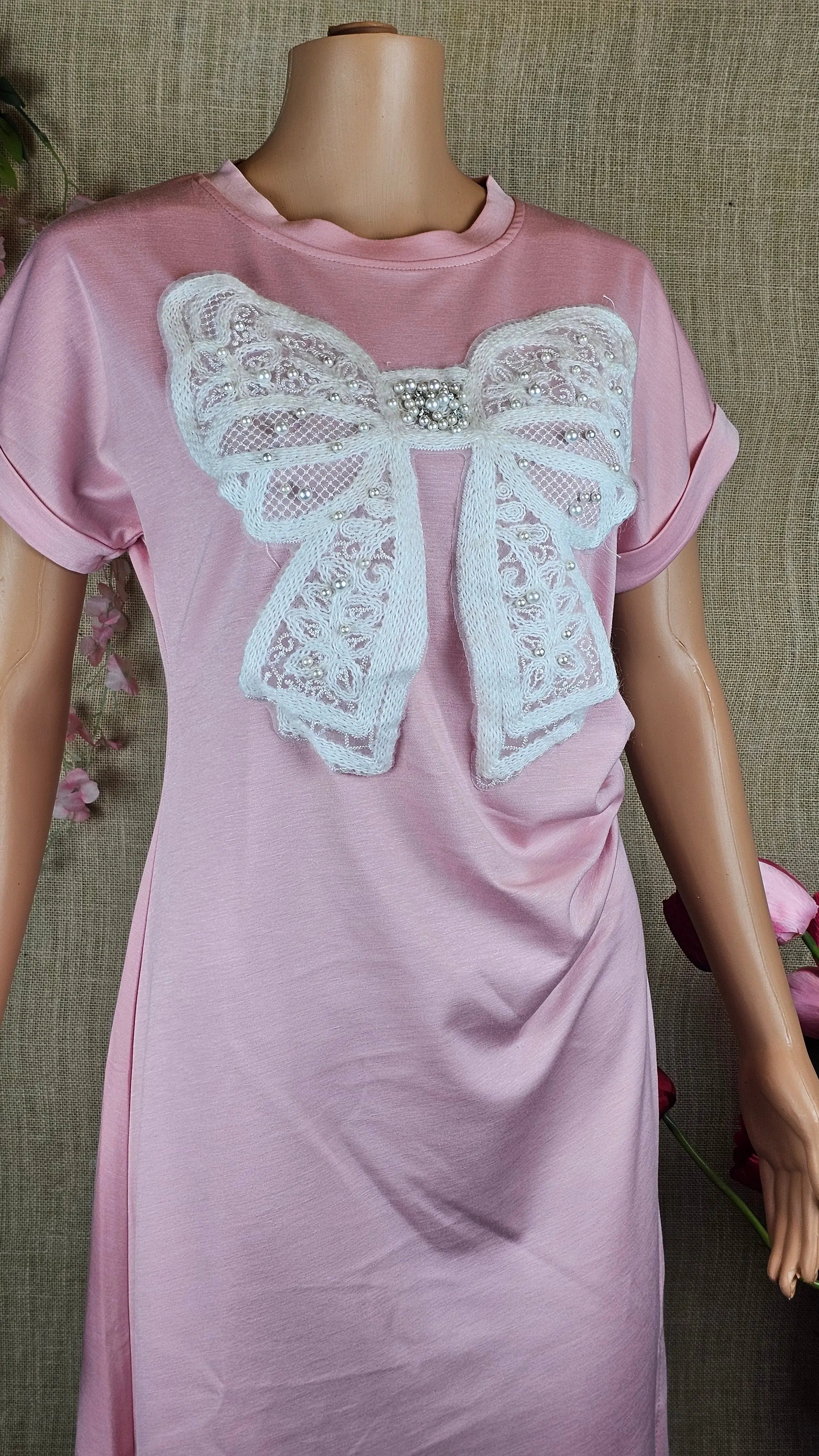 Elegant Pink Top With Lace Bow RAADVI
