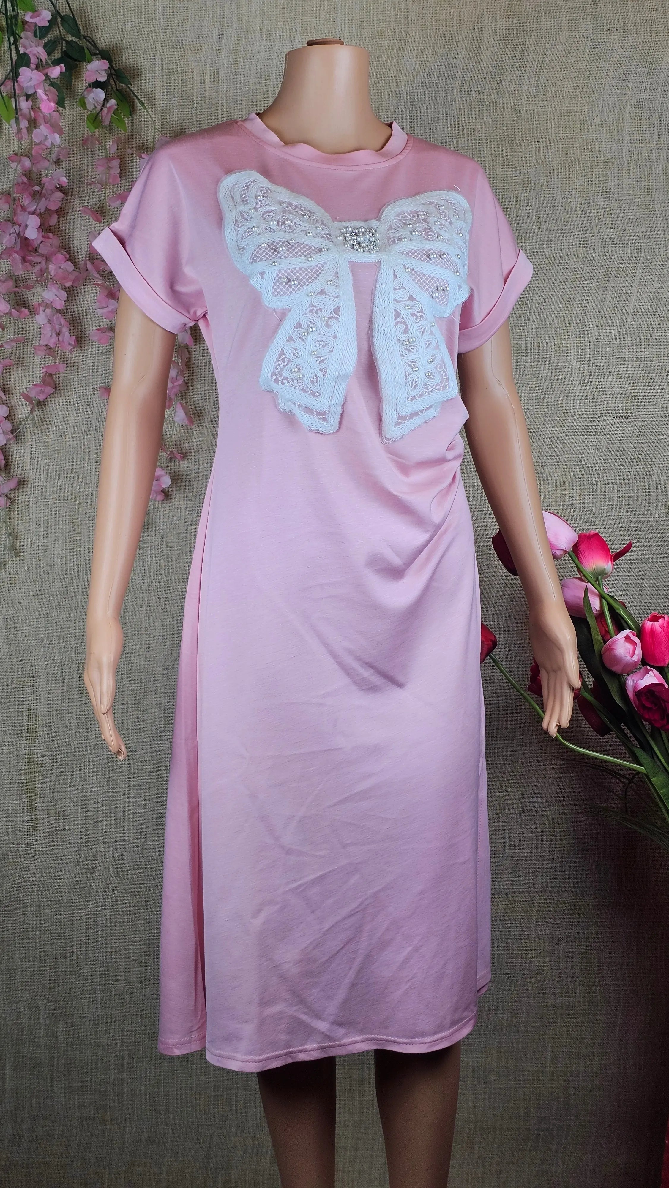 Elegant Pink Top With Lace Bow RAADVI