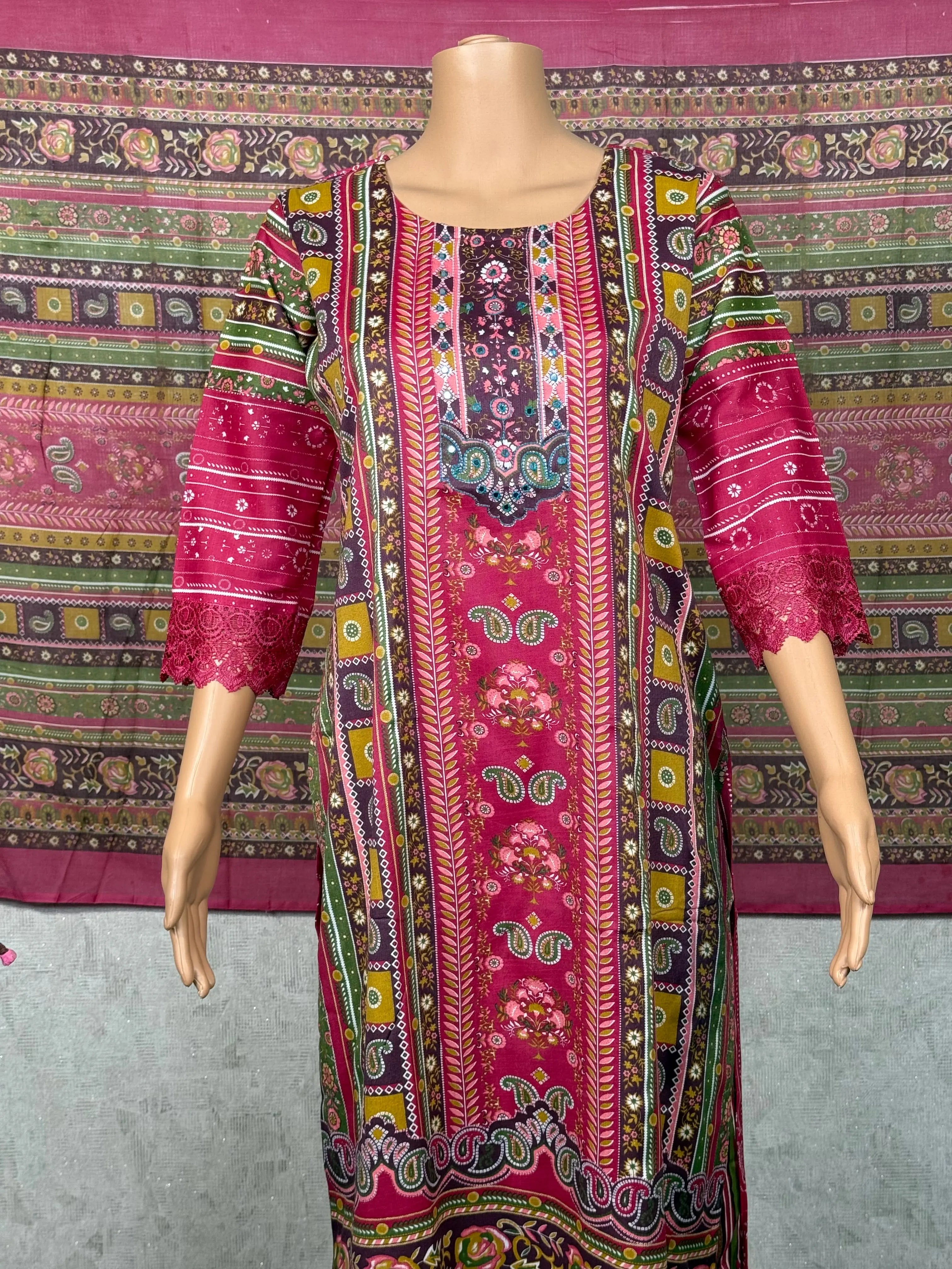 Floral Dark Pink Cotton Suit RAADVI
