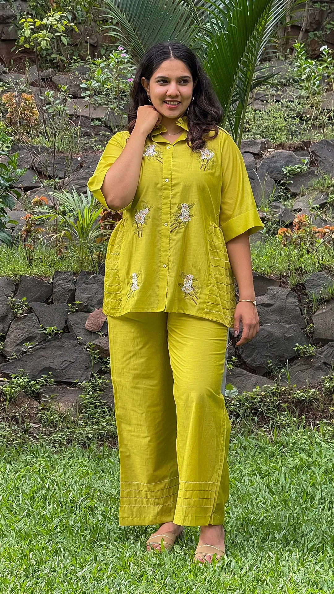 Embroidered Green Pure Cotton Co-Ord Set RAADVI