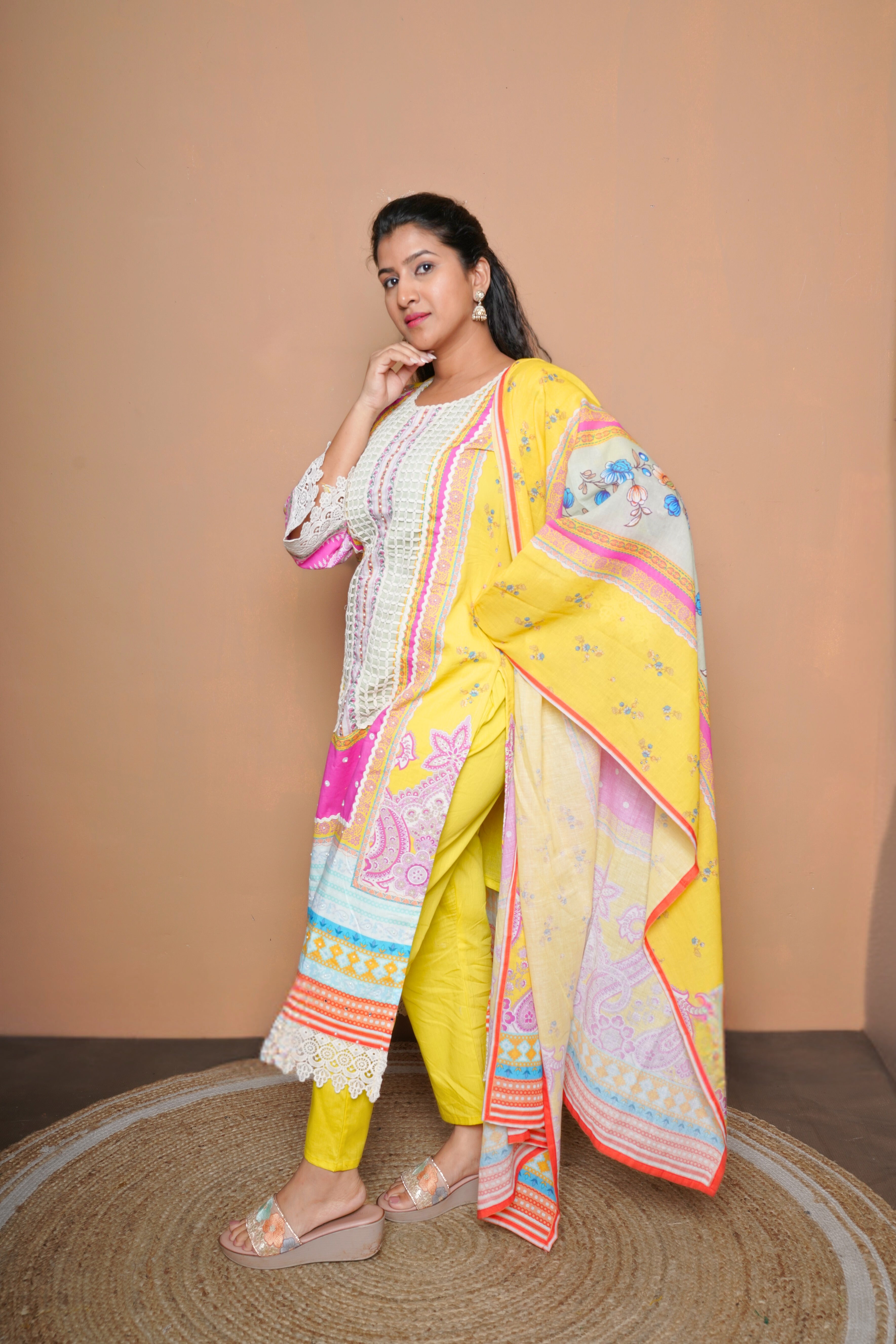 Digital Print Yellow Pure Muslin Suit RAADVI