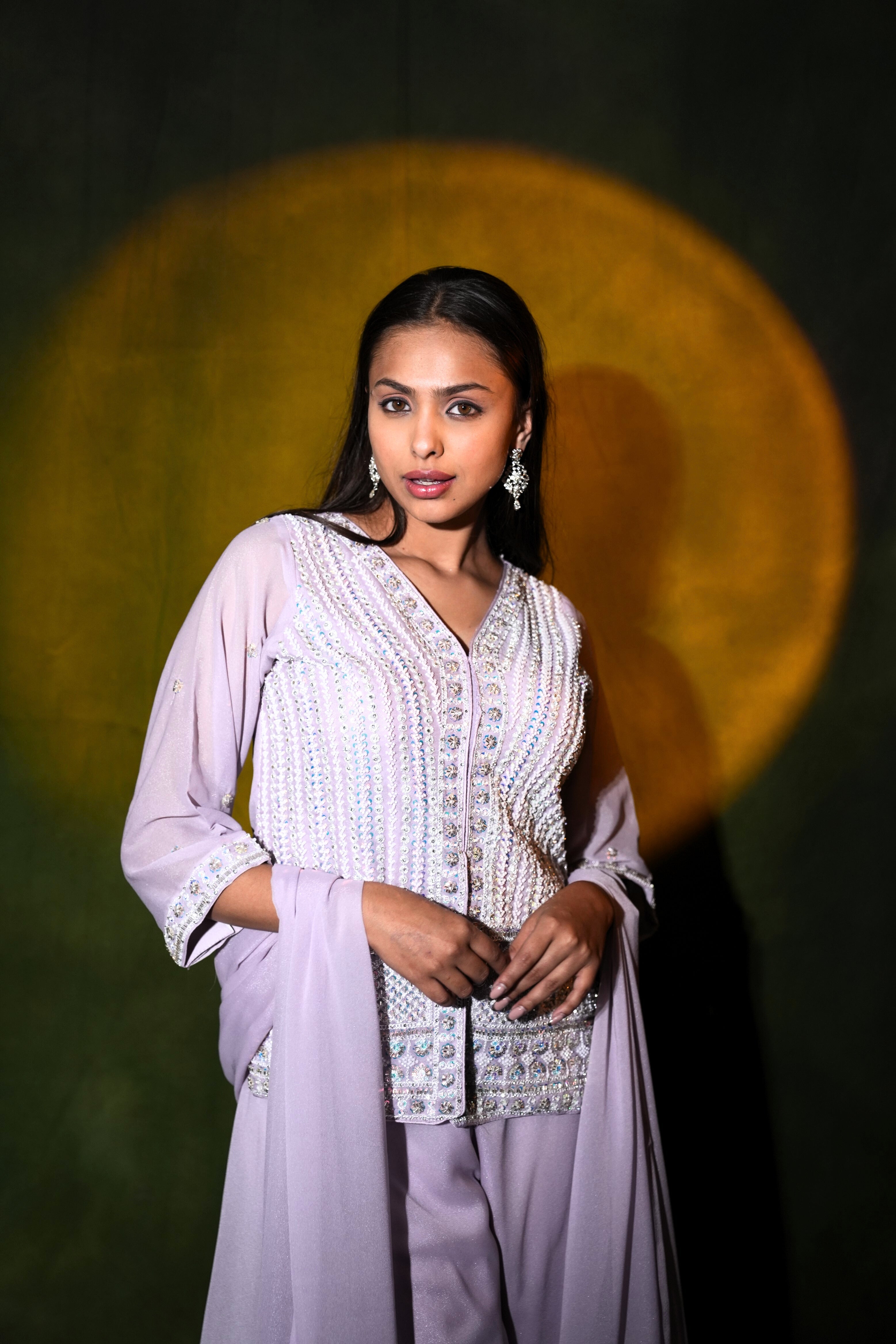 Embellished Lavender Blue Top Palazzo Set RAADVI