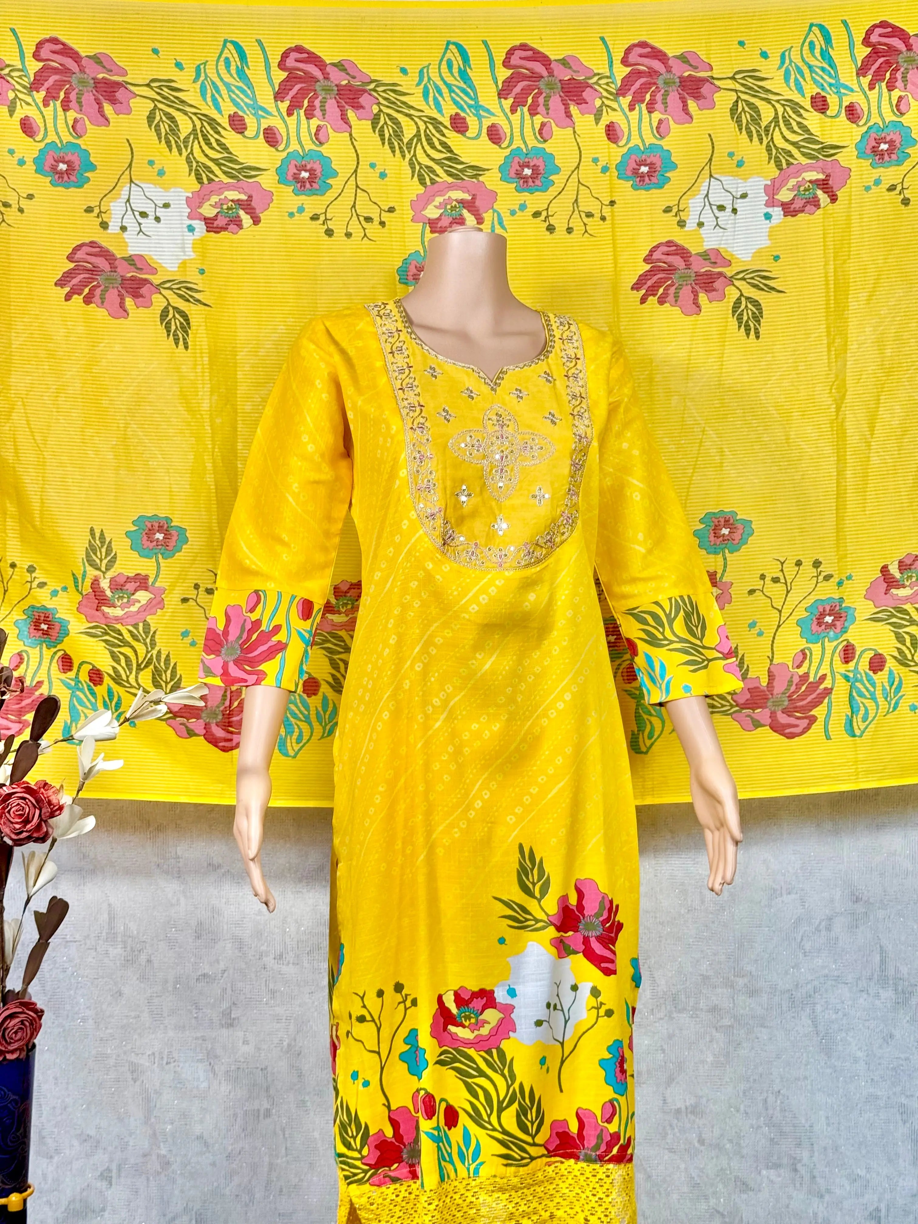 Floral Yellow Cotton Suit RAADVI