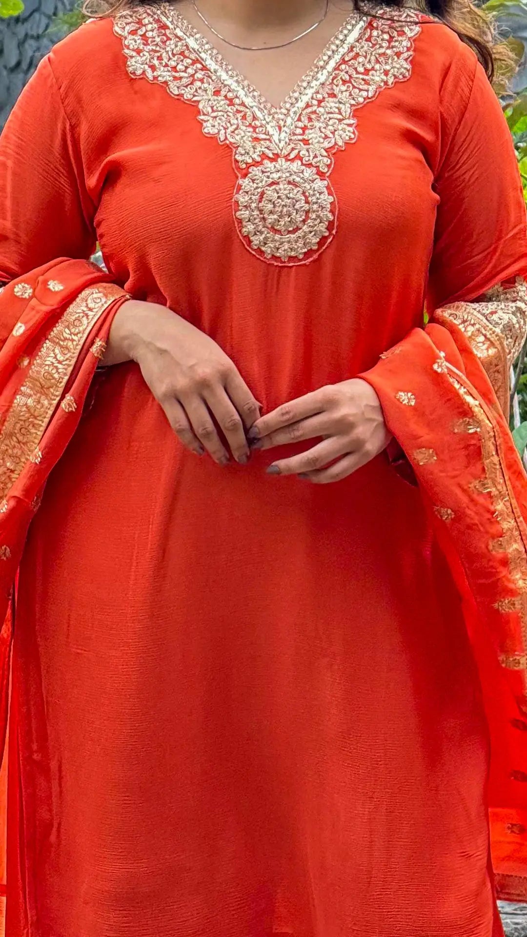 Embellished Orange Pure Georgette Suit Set RAADVI