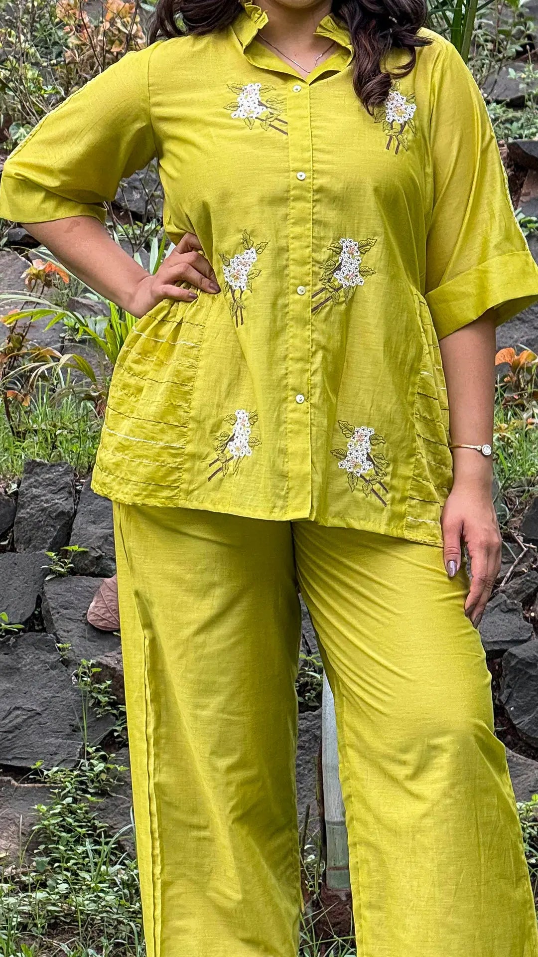 Embroidered Green Pure Cotton Co-Ord Set RAADVI