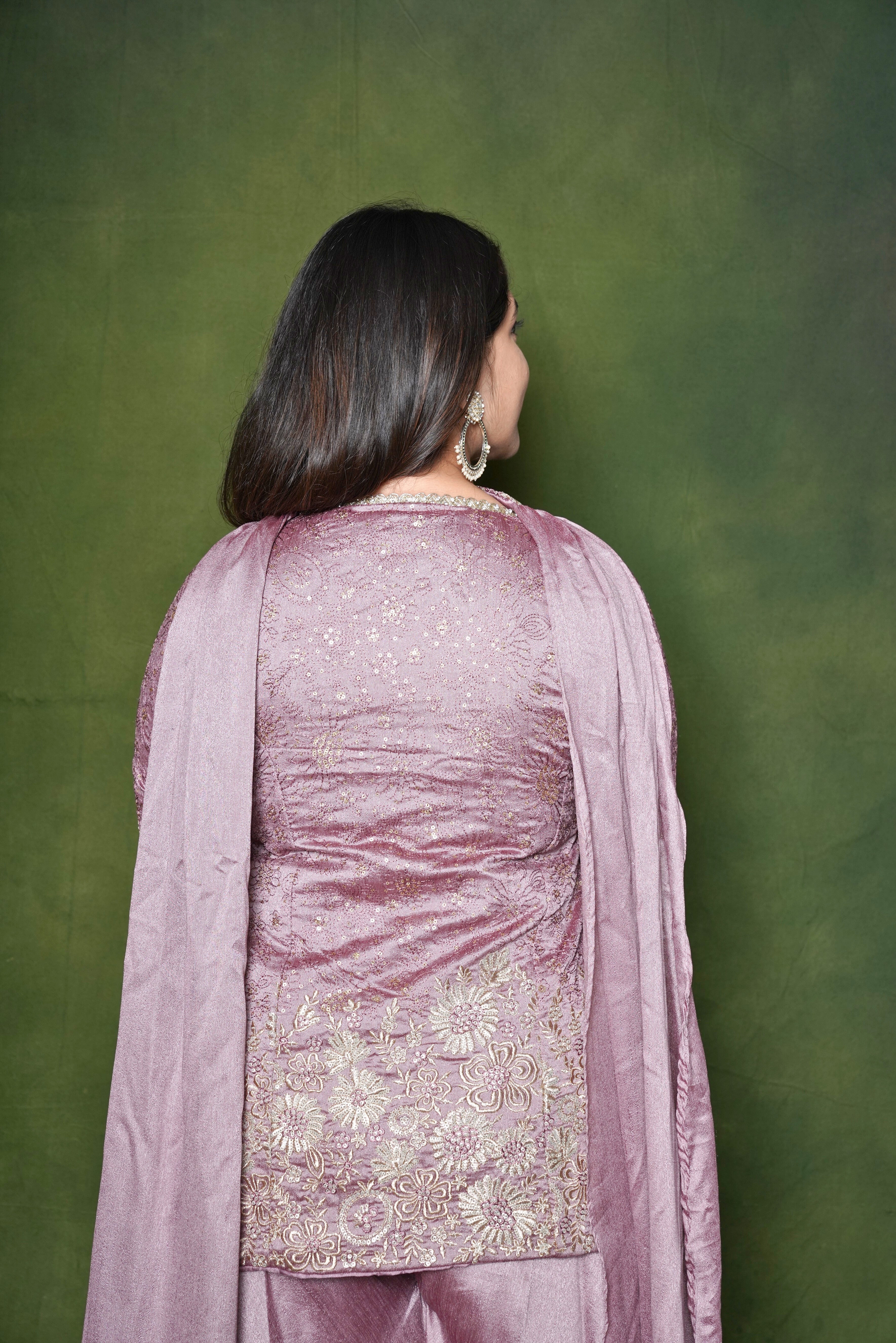 Zardozi Lavender Short Top Palazzo Set RAADVI
