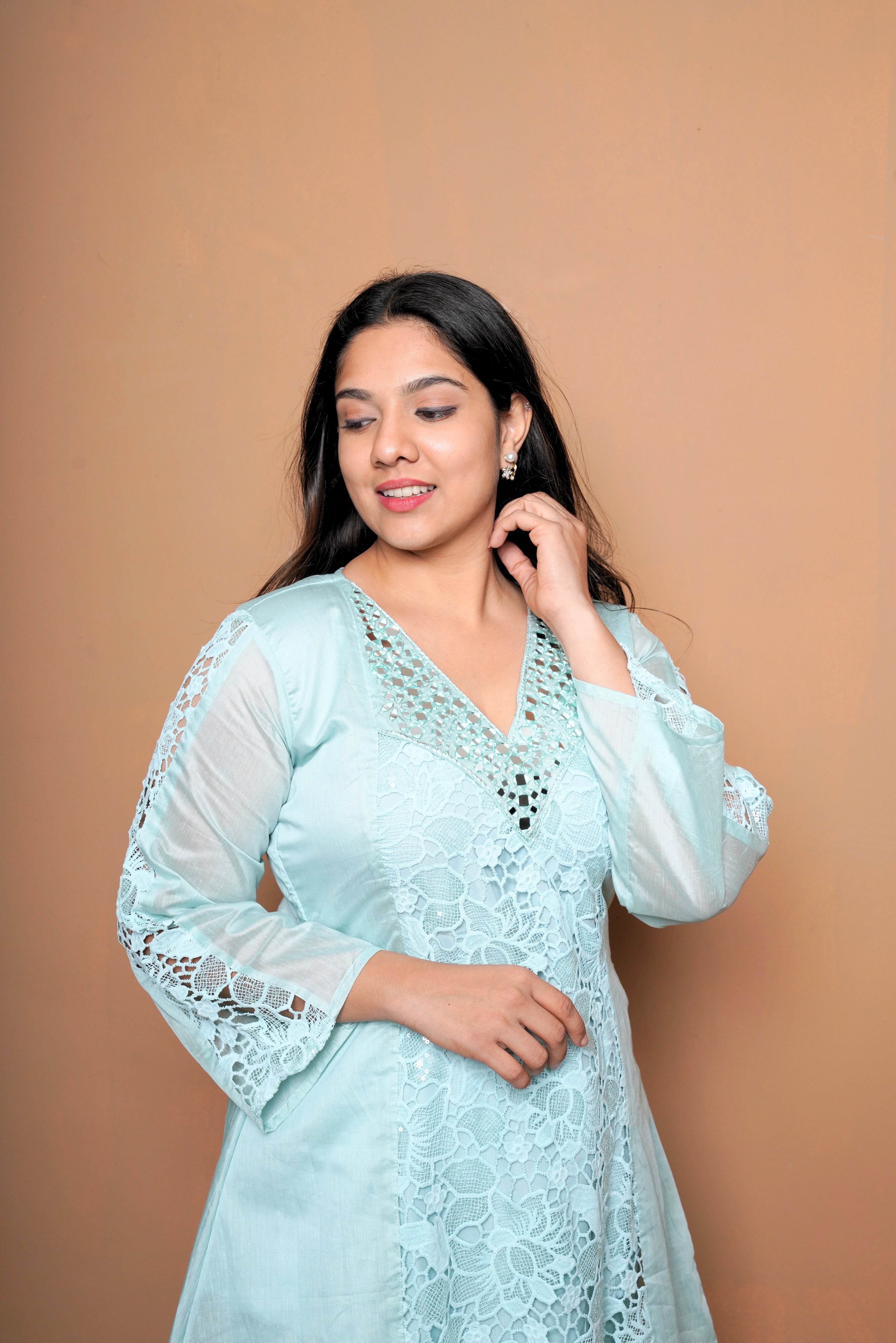 Laser Cut Work Cotton Kurta Set RAADVI