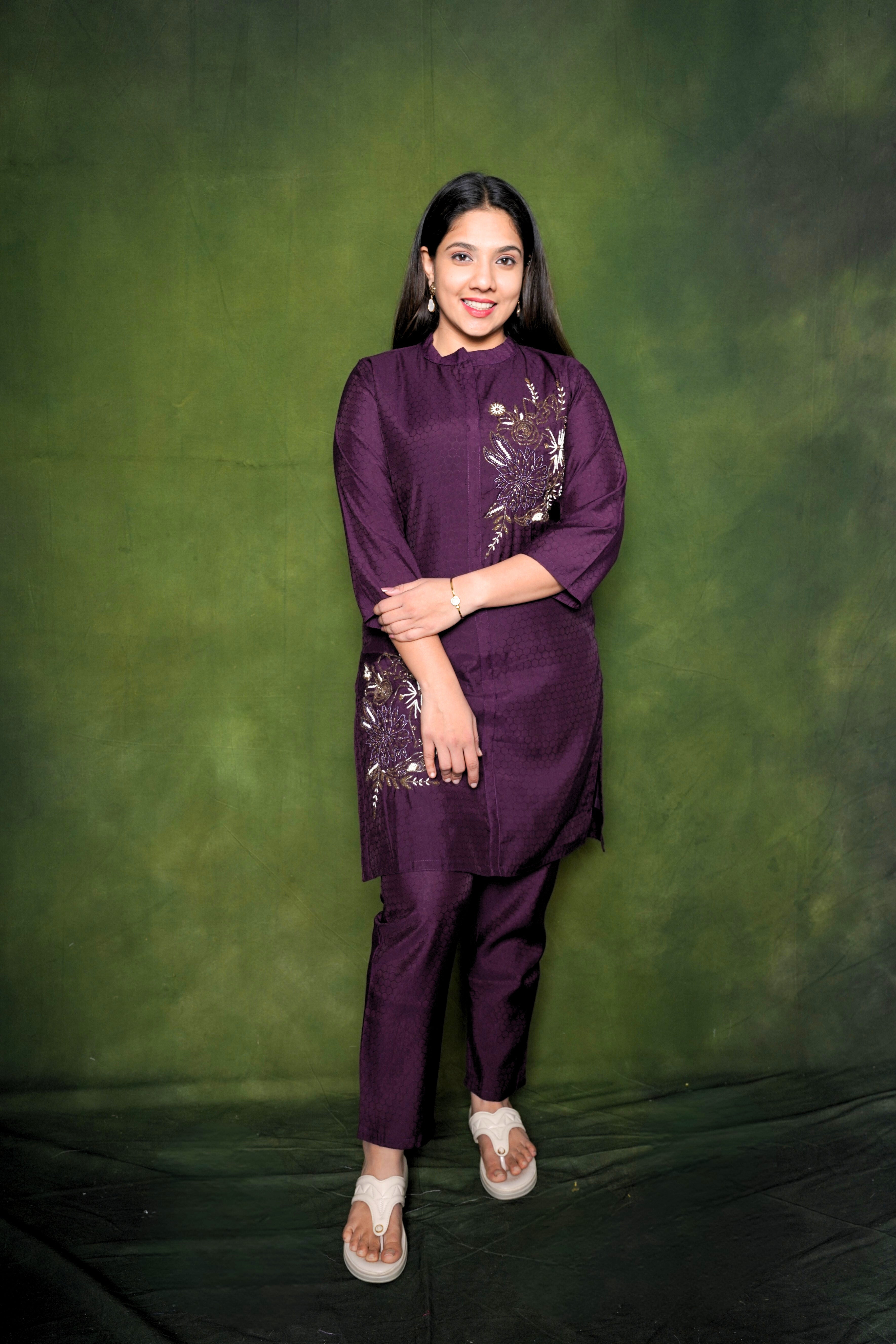 Embellished Maroon Kurta Set RAADVI