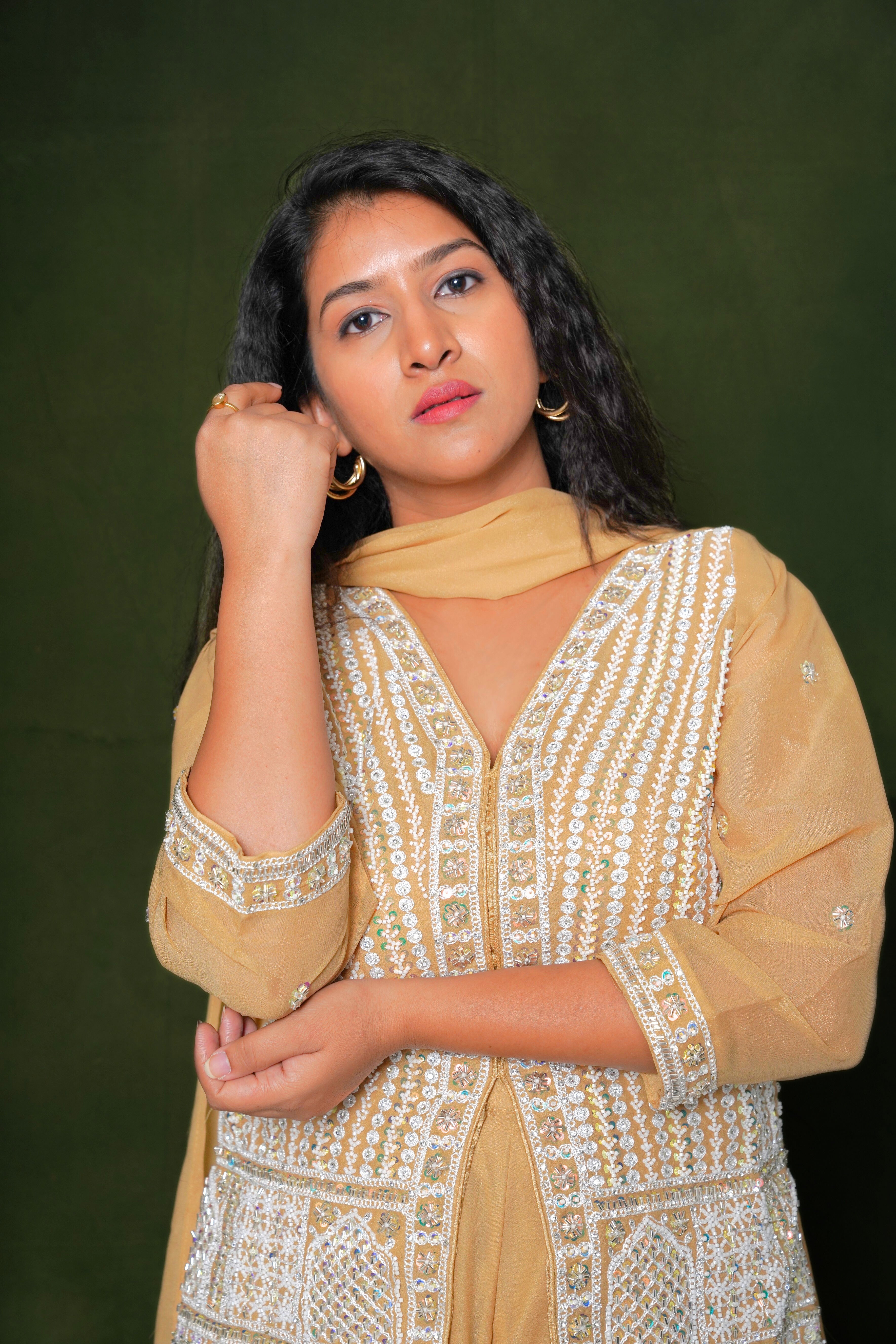Embellished Light Yellow Top Palazzo Set RAADVI