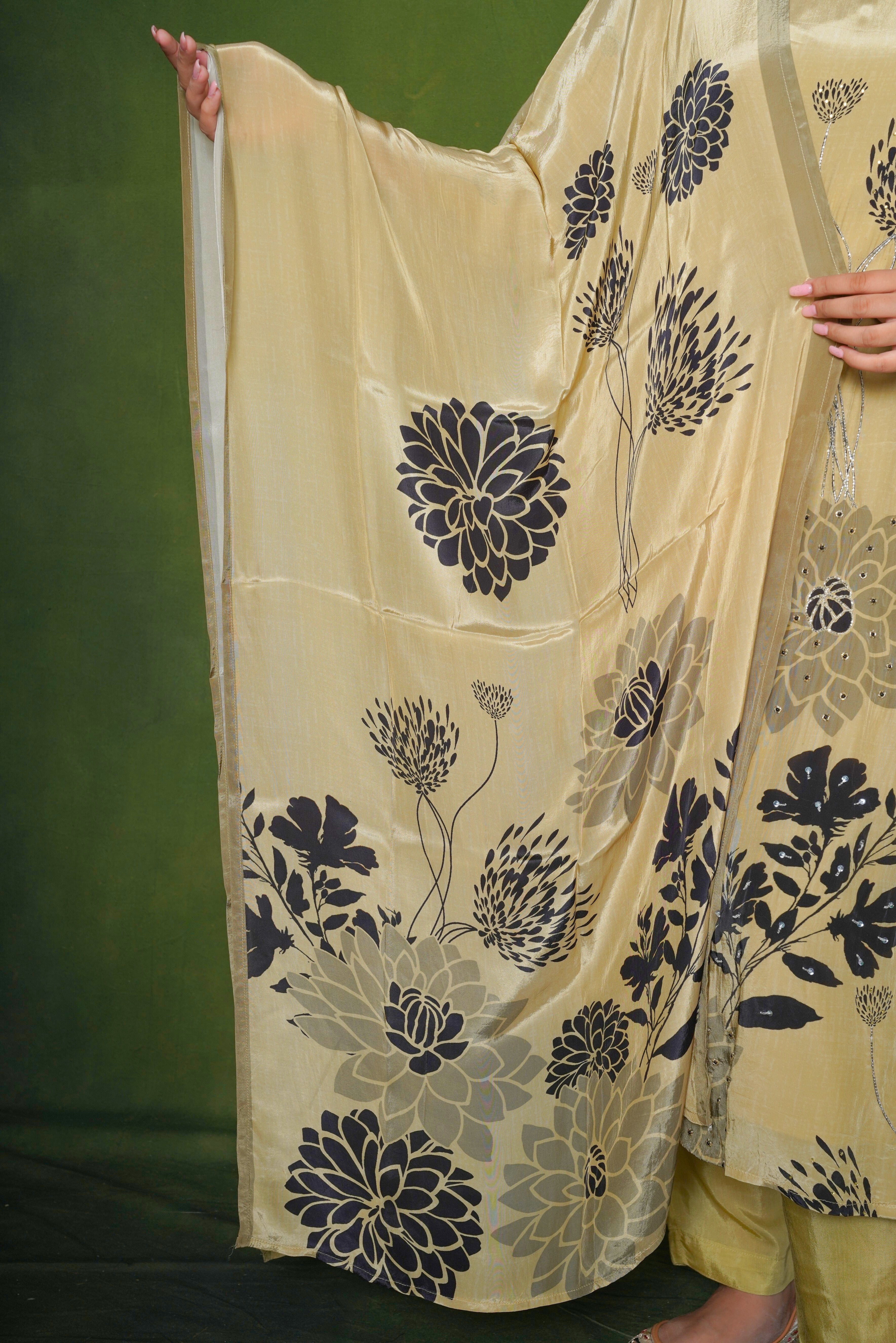 Olive Green Pure Silk Suit Set RAADVI