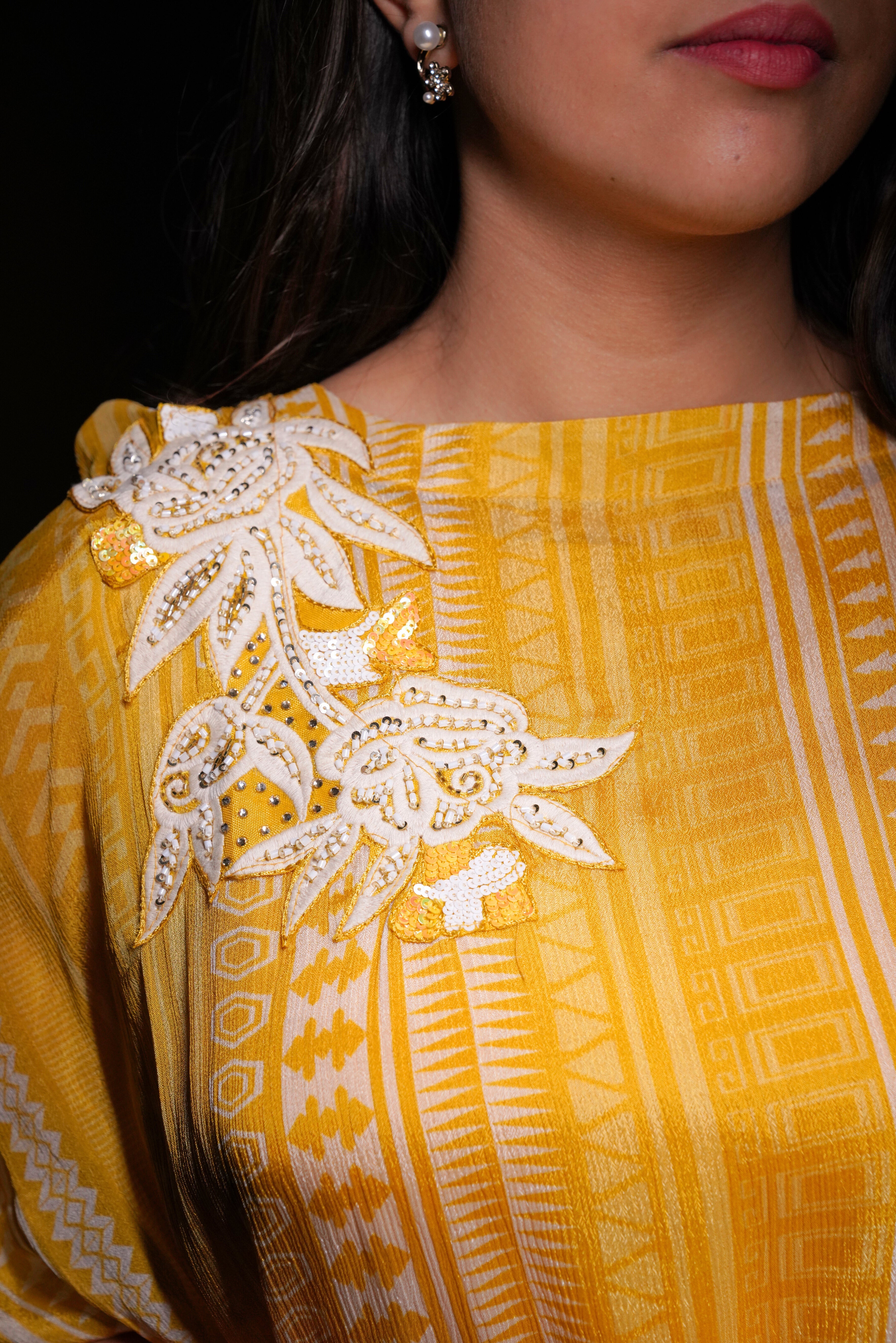 Pure Chinnon Embroidered Kaftan Set RAADVI
