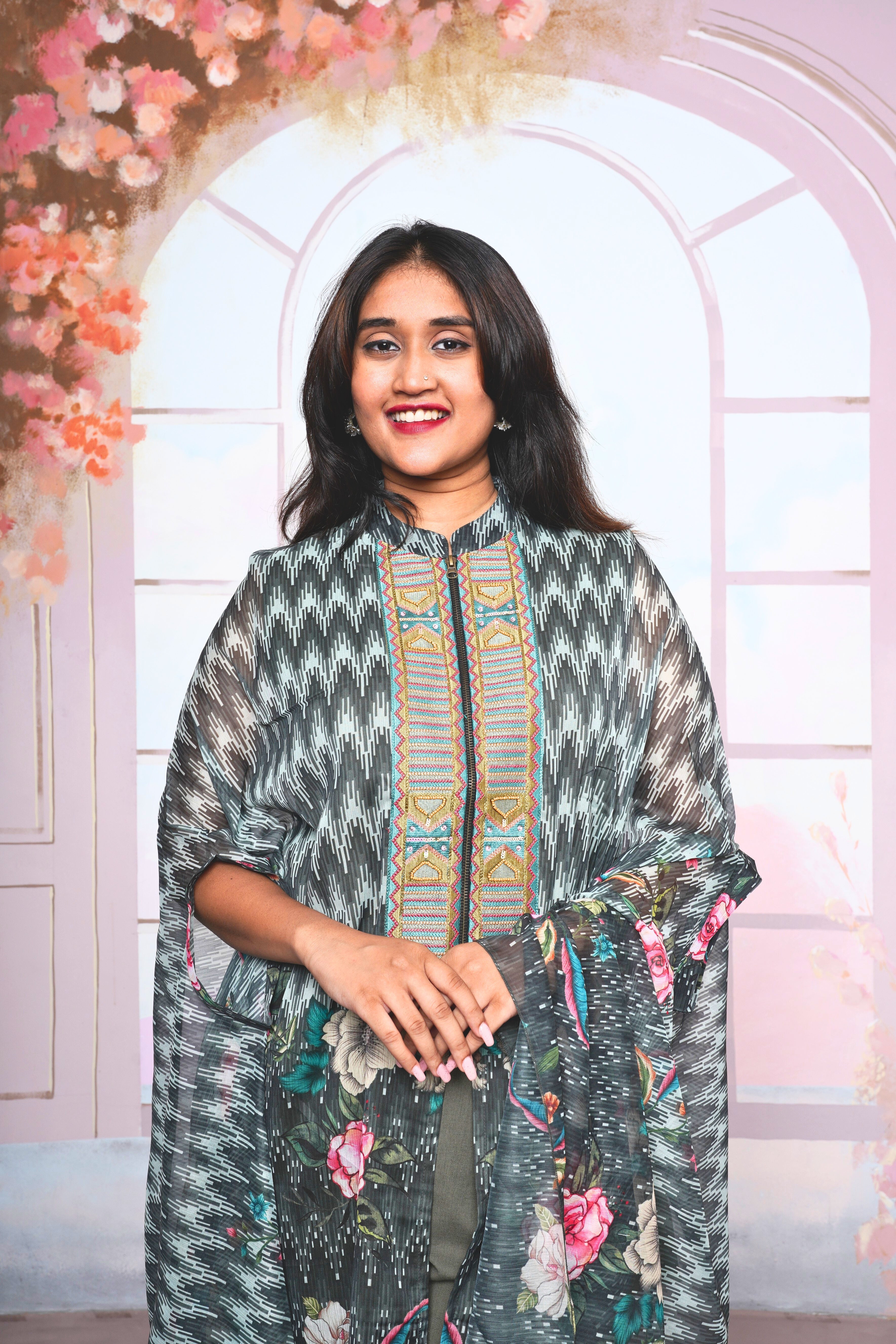 Luxury Pure Georgette Cape Co-ord Set RAADVI