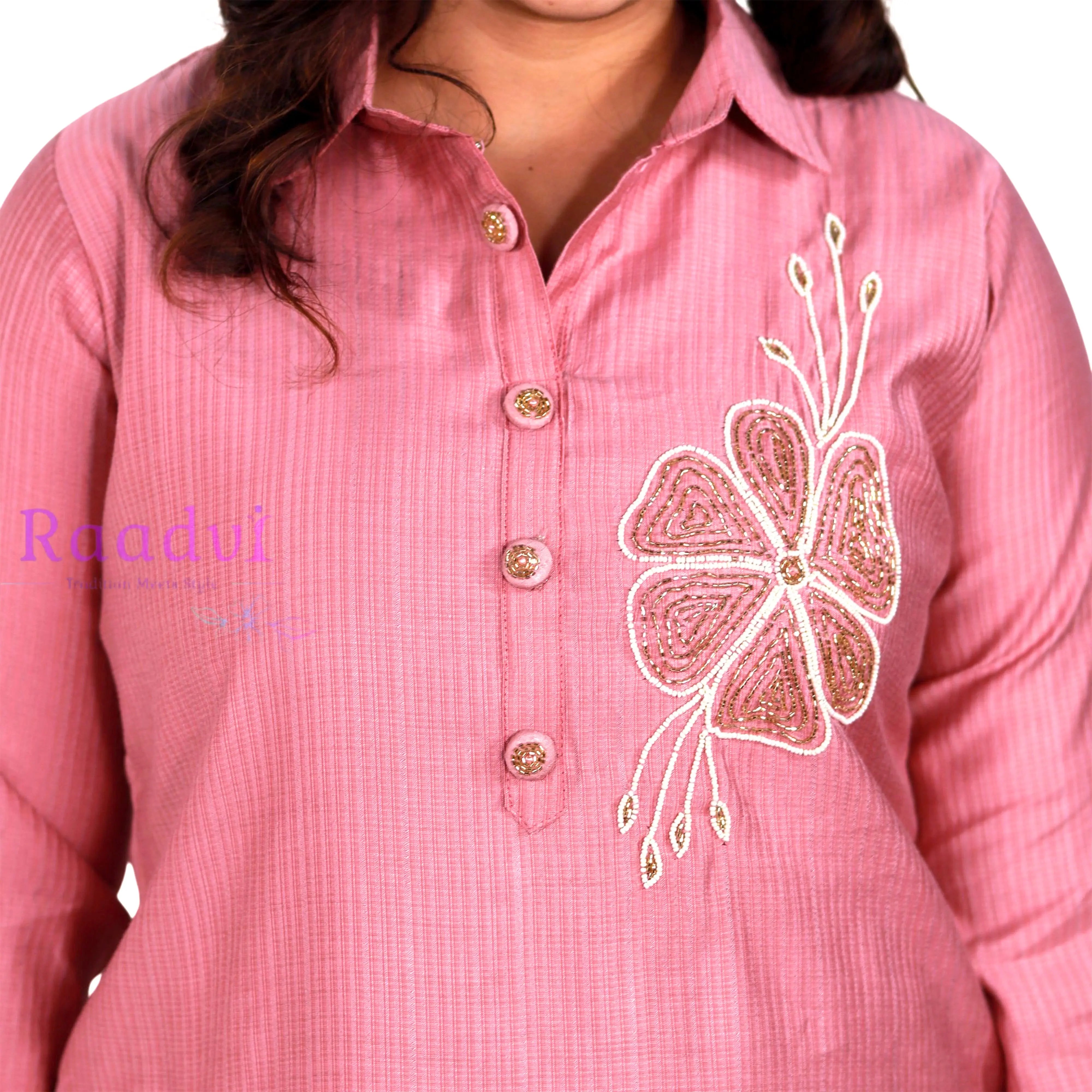 Peach Silk Cotton Kurta Set RAADVI