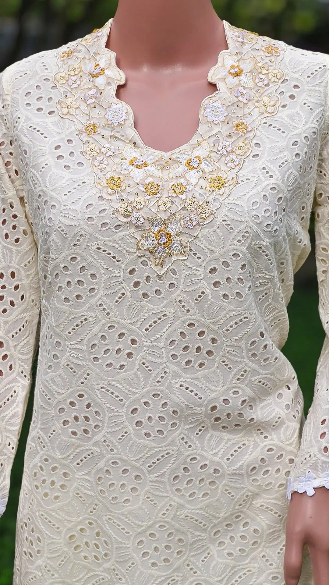 Ivory Schiffli Pure Cotton Co-Ord Set RAADVI