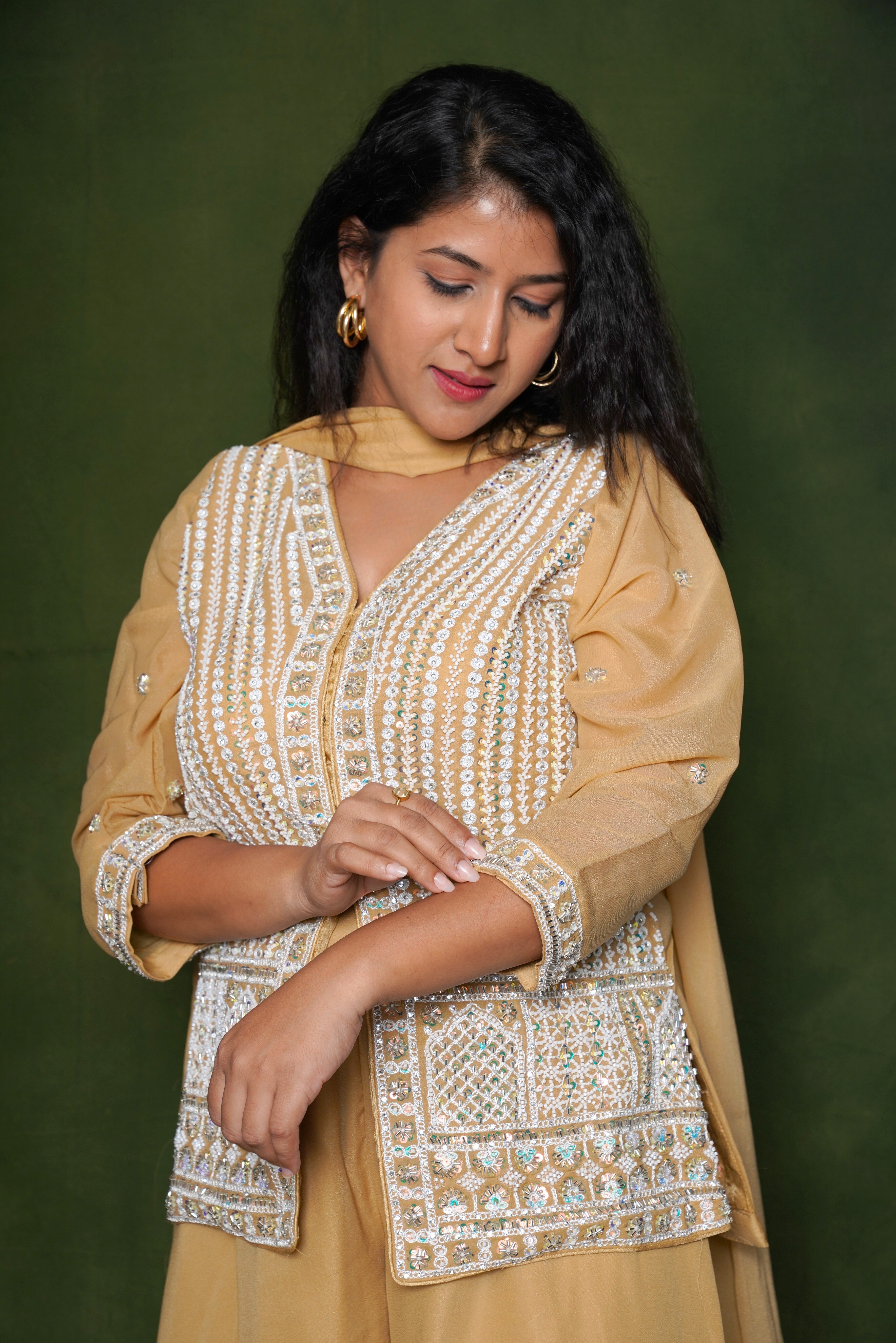 Embellished Light Yellow Top Palazzo Set RAADVI