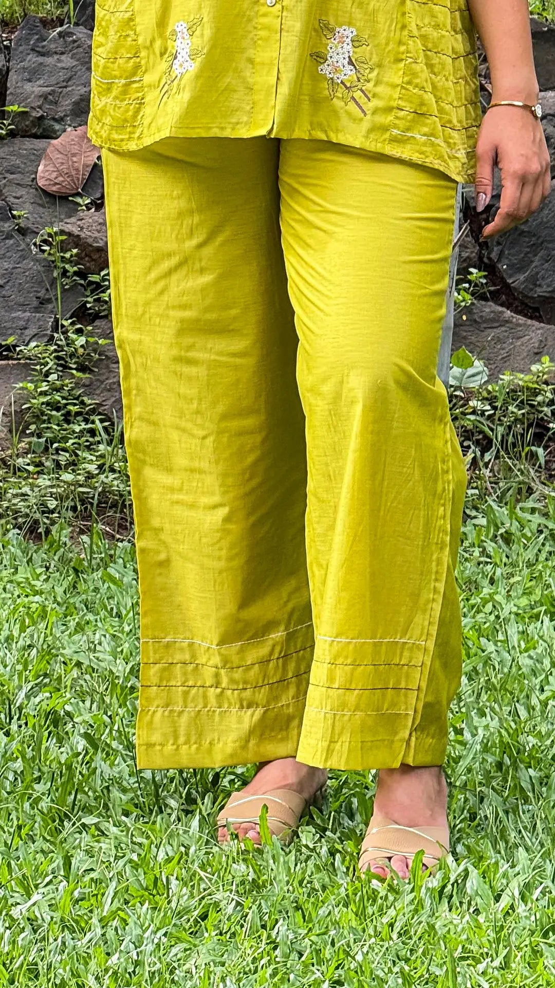 Embroidered Green Pure Cotton Co-Ord Set RAADVI
