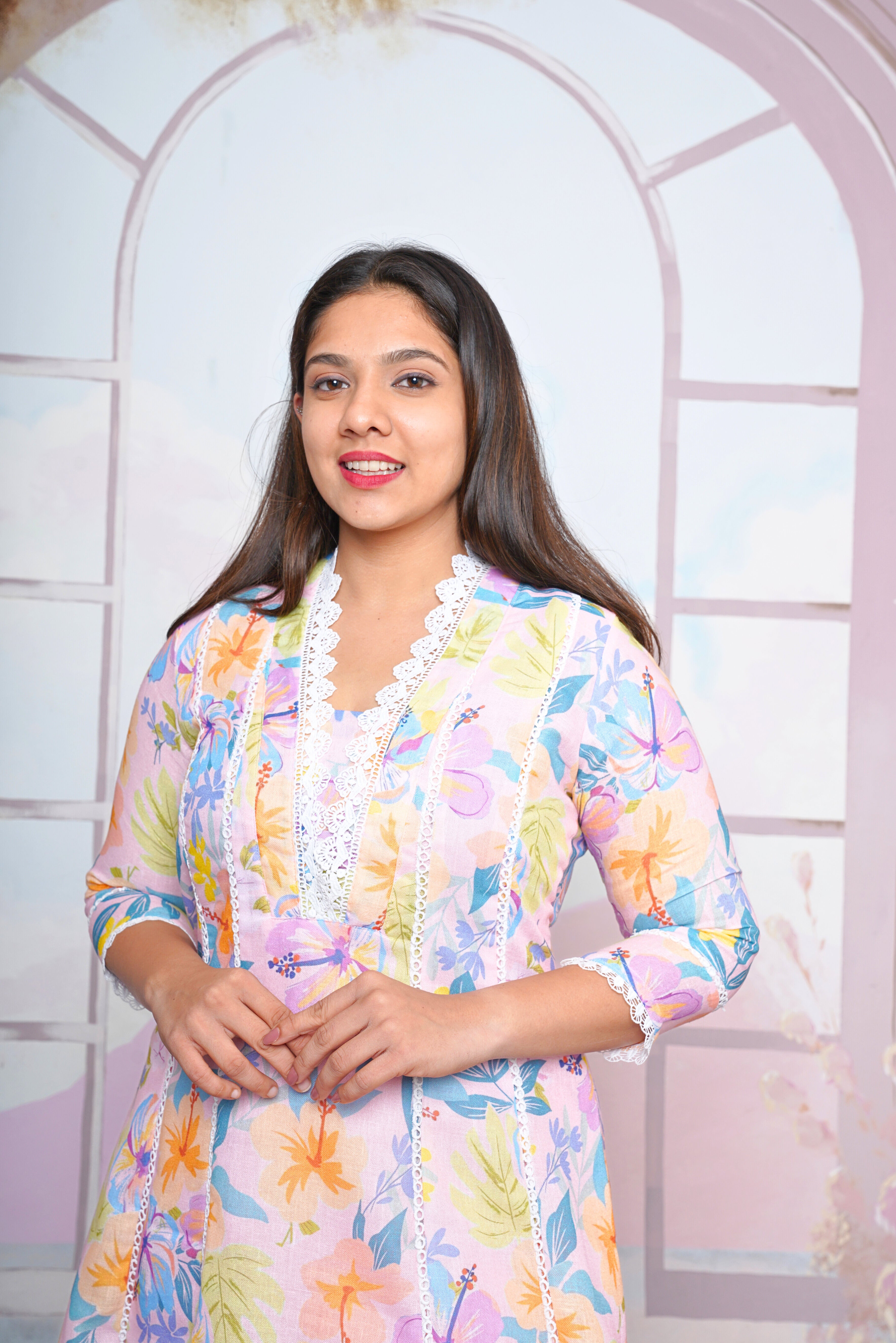 Lacy Pink Pure Mul Cotton Suit Set RAADVI