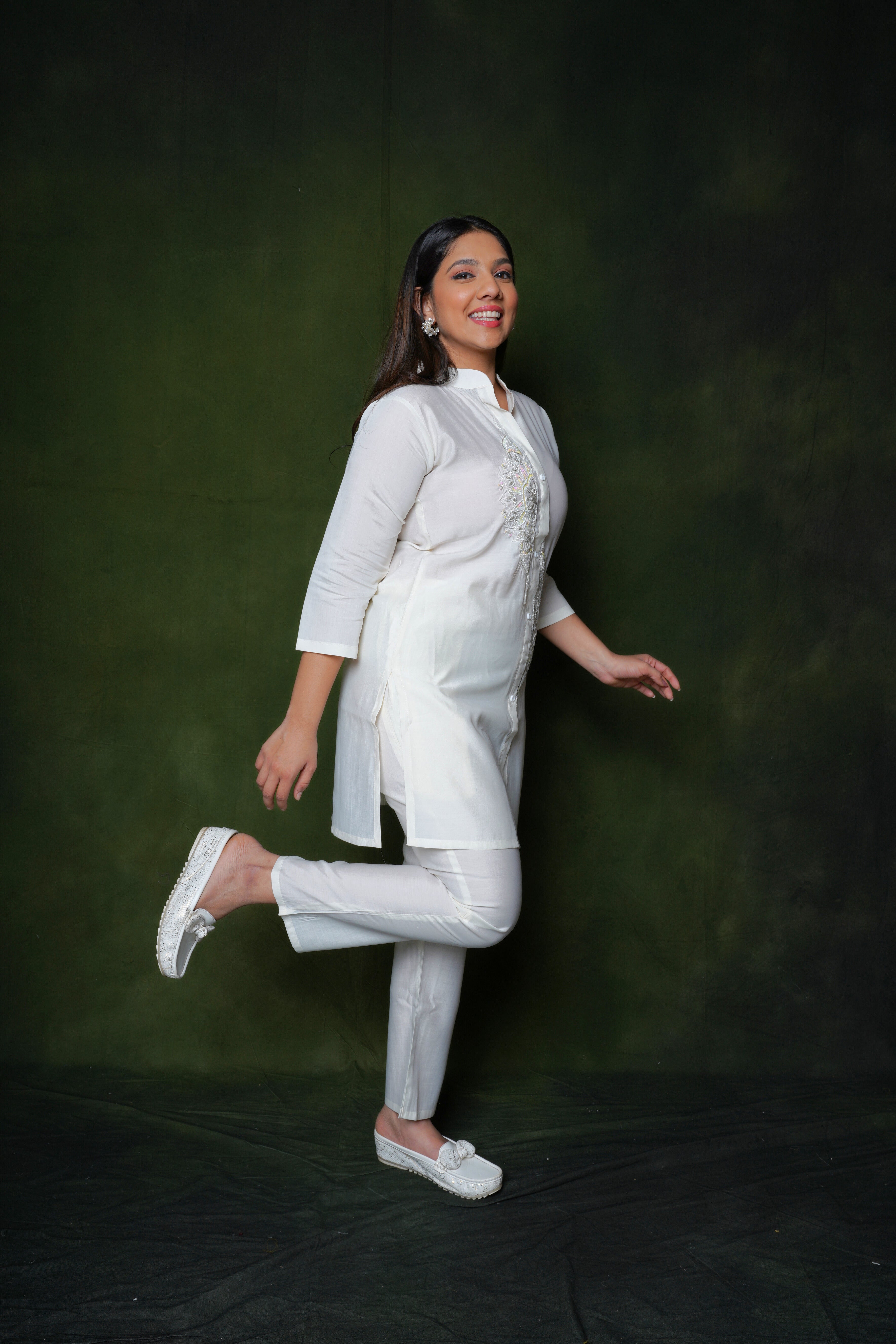 Floral White Silk Co-ord Set RAADVI