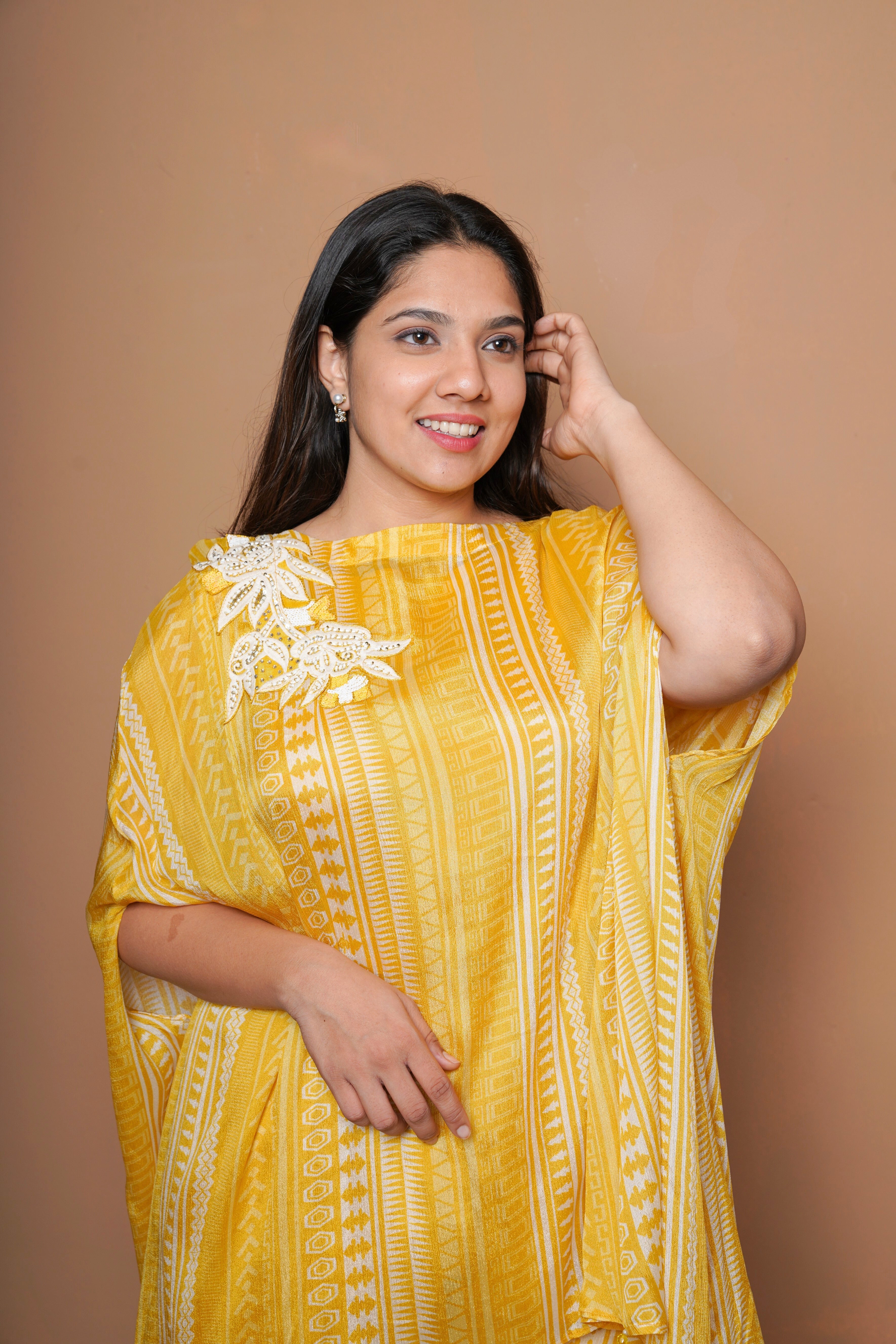 Pure Chinnon Embroidered Kaftan Set RAADVI