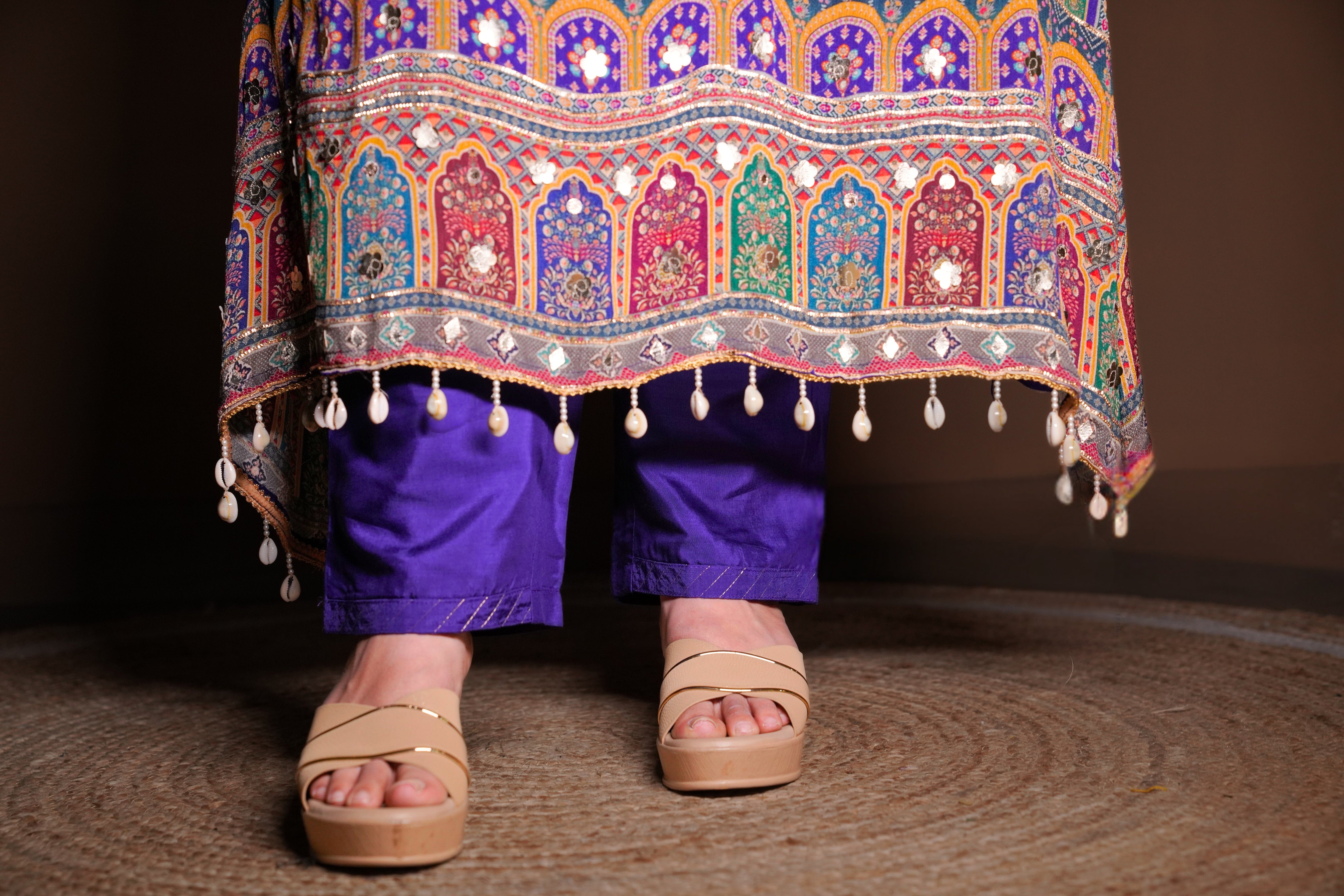 Embellished Purple Pure Natural Crepe Suit RAADVI
