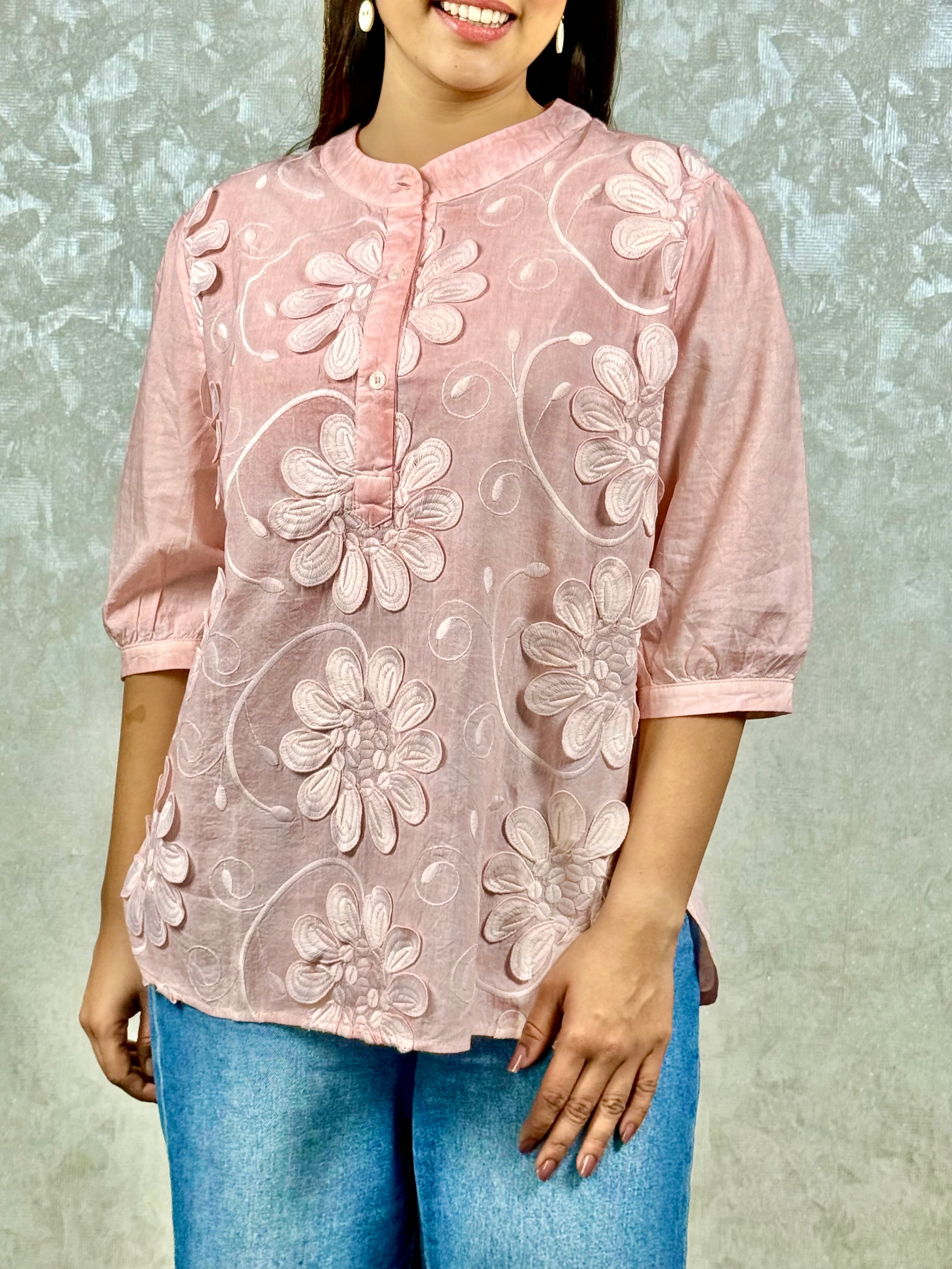 Pink 3D Floral Top RAADVI