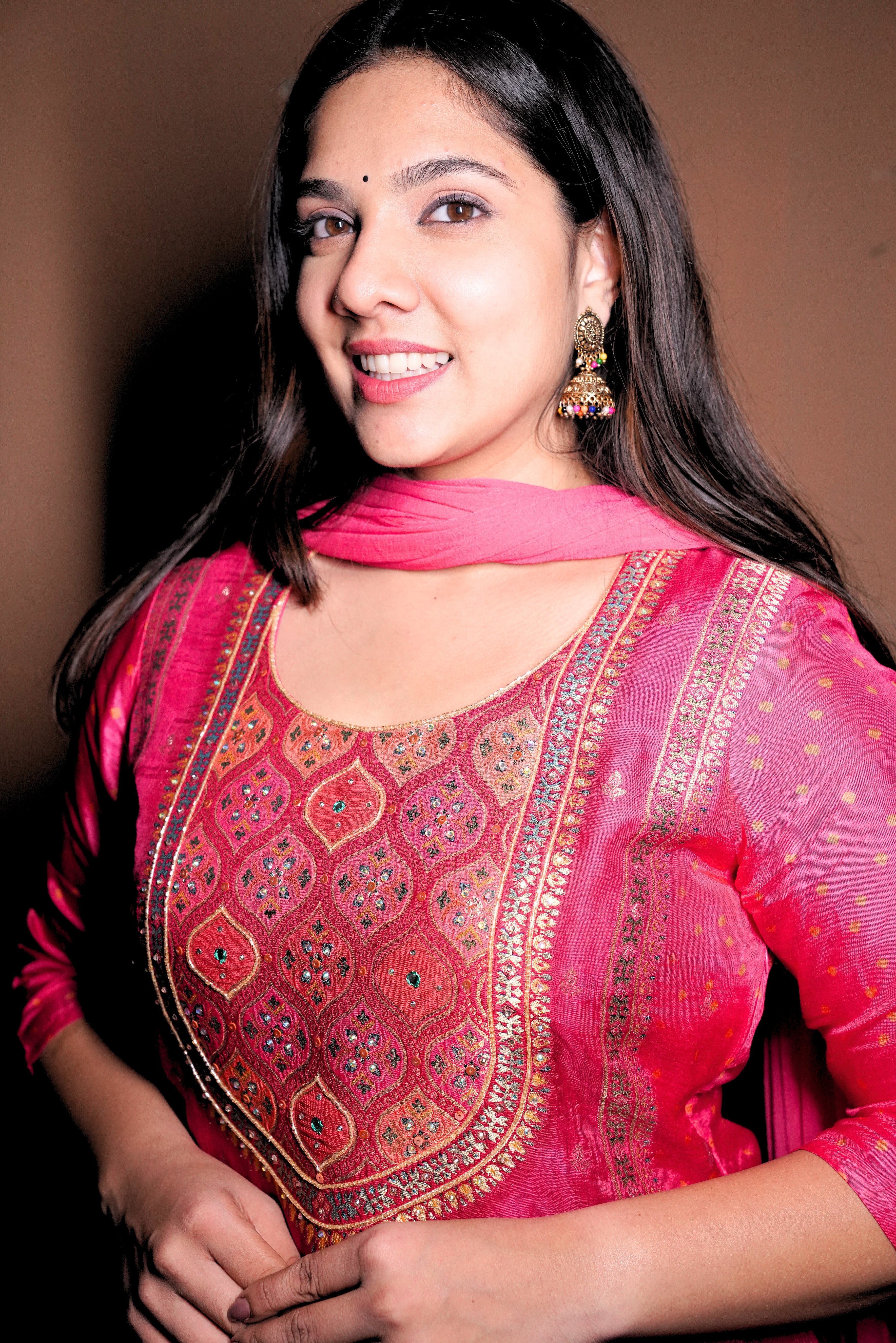 Premium Pure Crepe Pink Silk Suit RAADVI