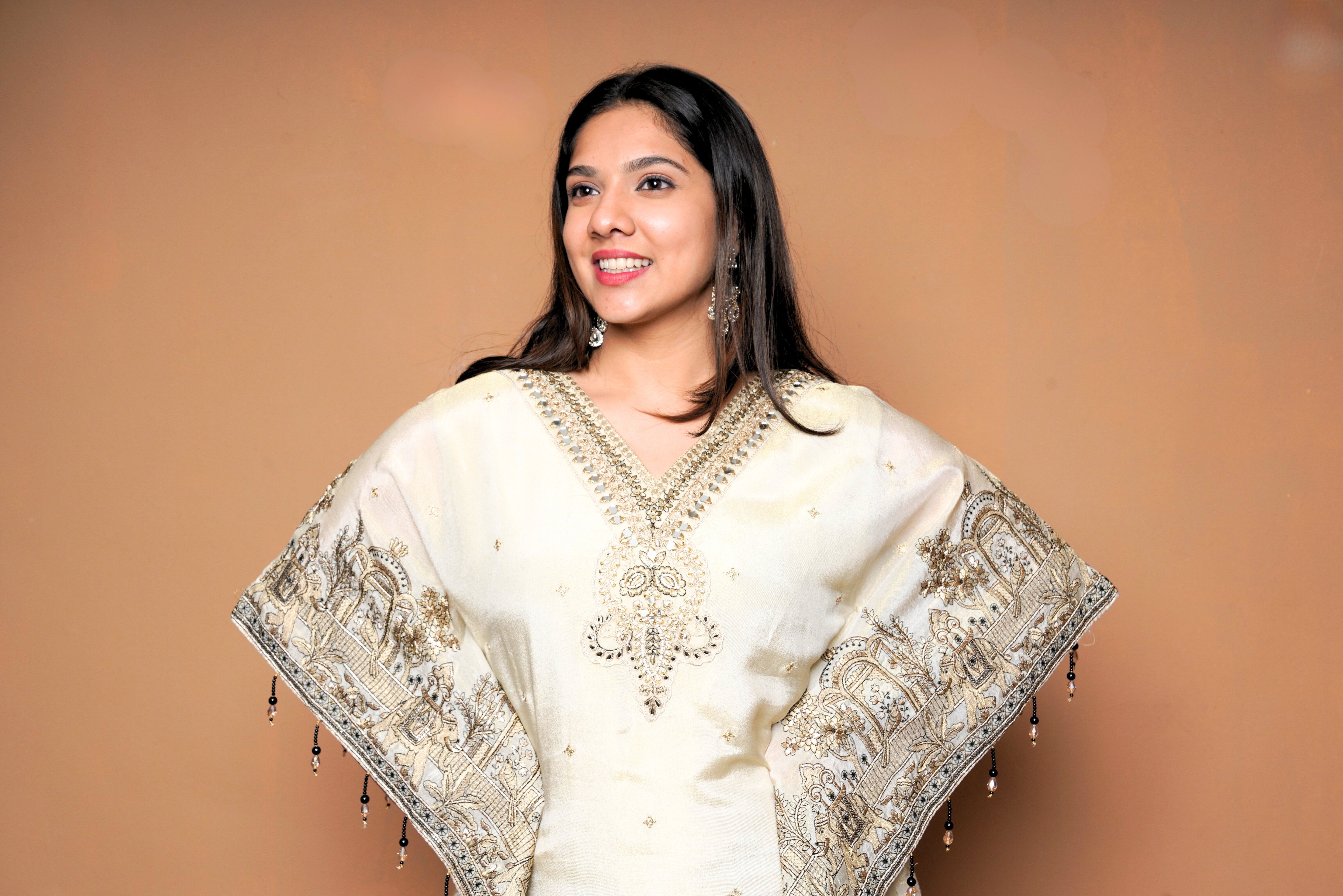 Premium Silk Cream Kaftan Suit RAADVI