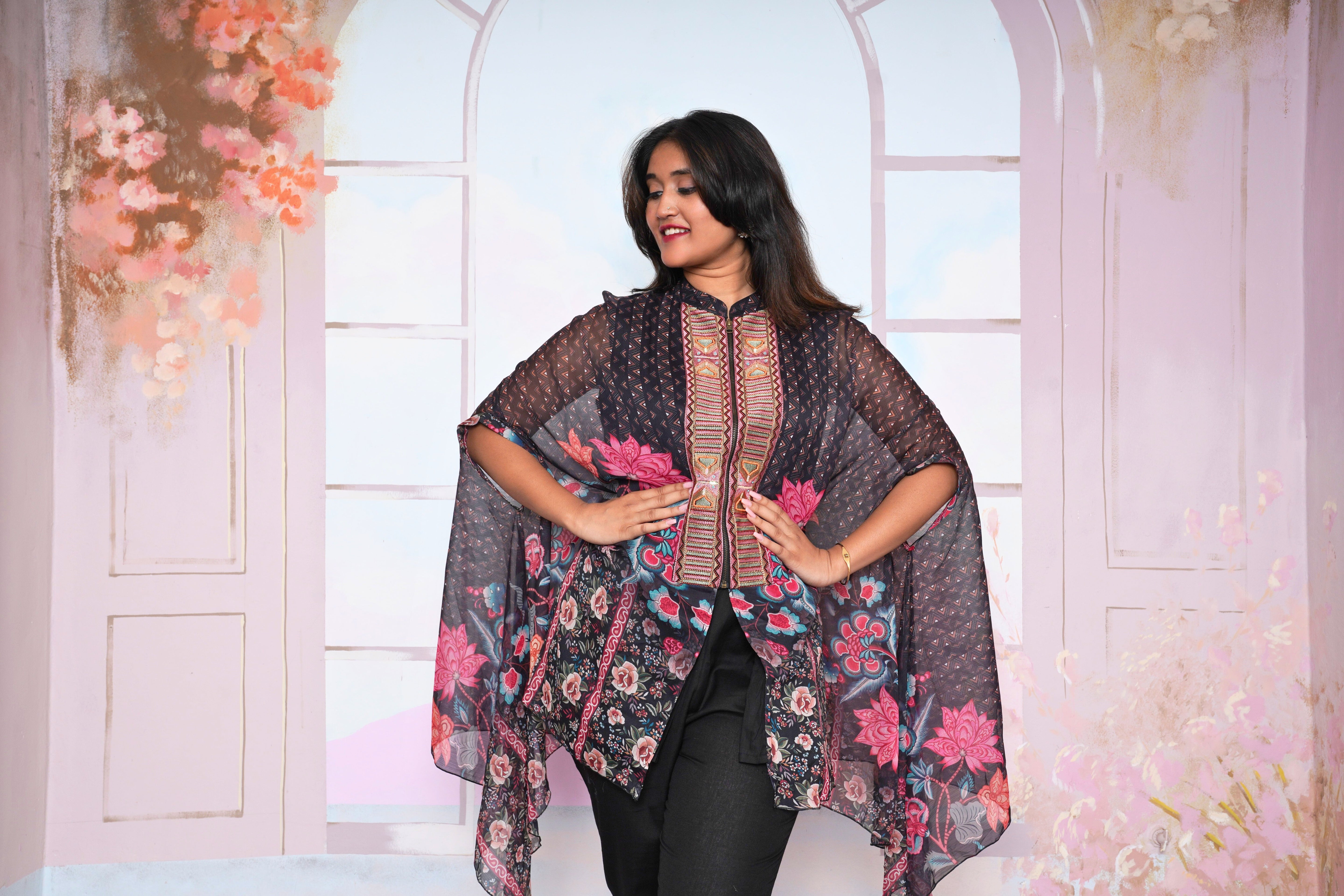 Luxury Pure Georgette Cape Co-ord Set RAADVI