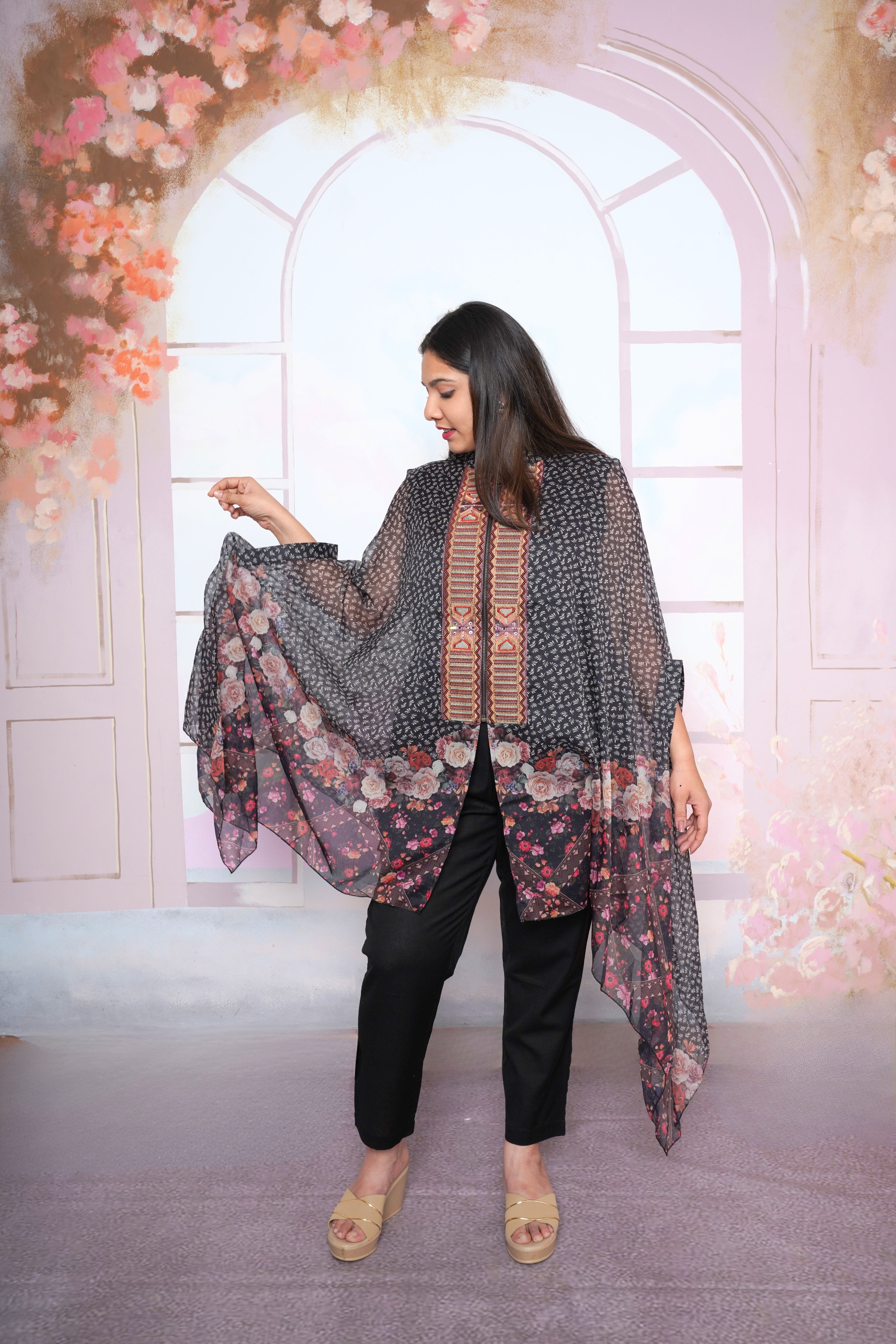 Luxury Pure Georgette Cape Co-ord Set RAADVI