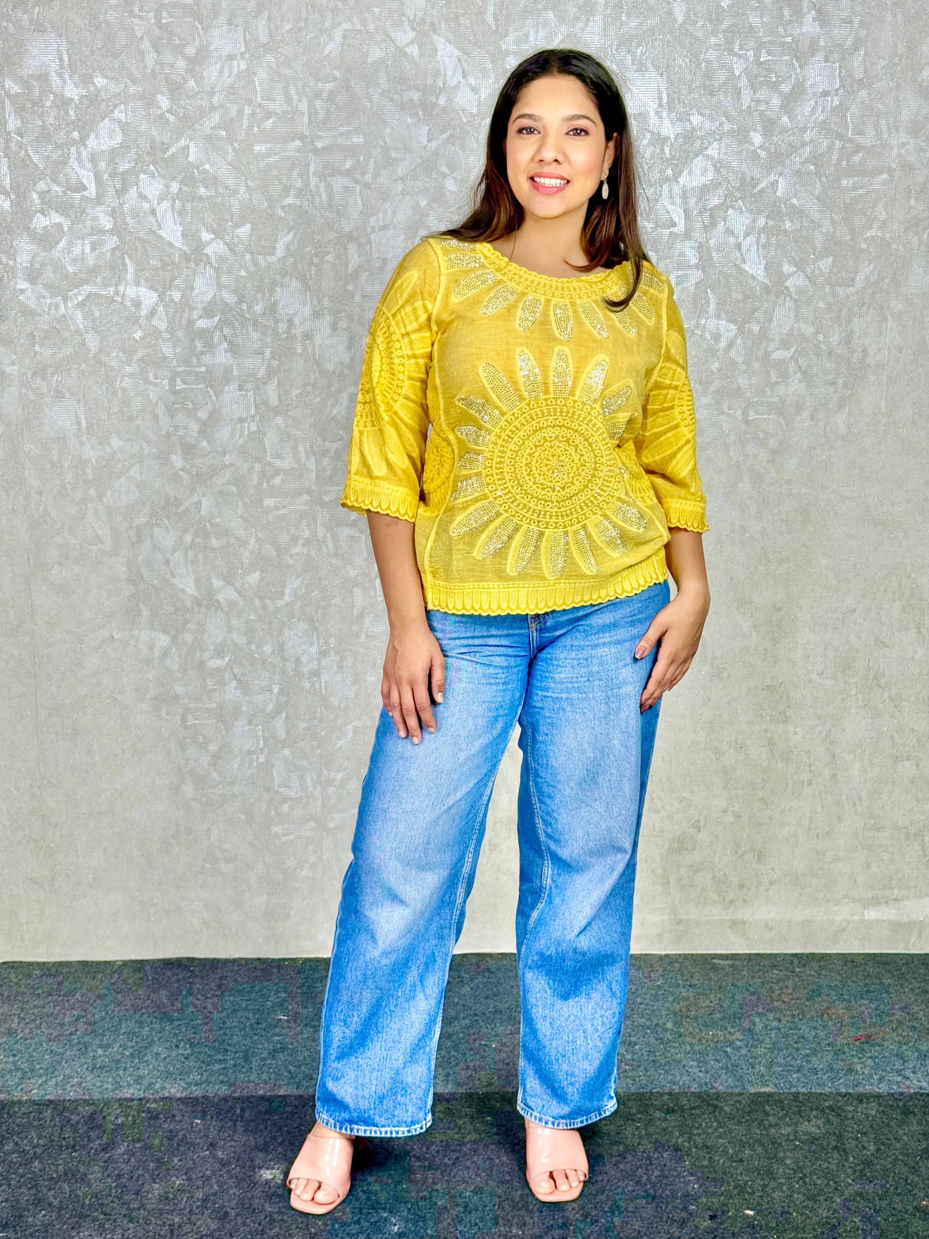 Yellow Embroidered Top RAADVI