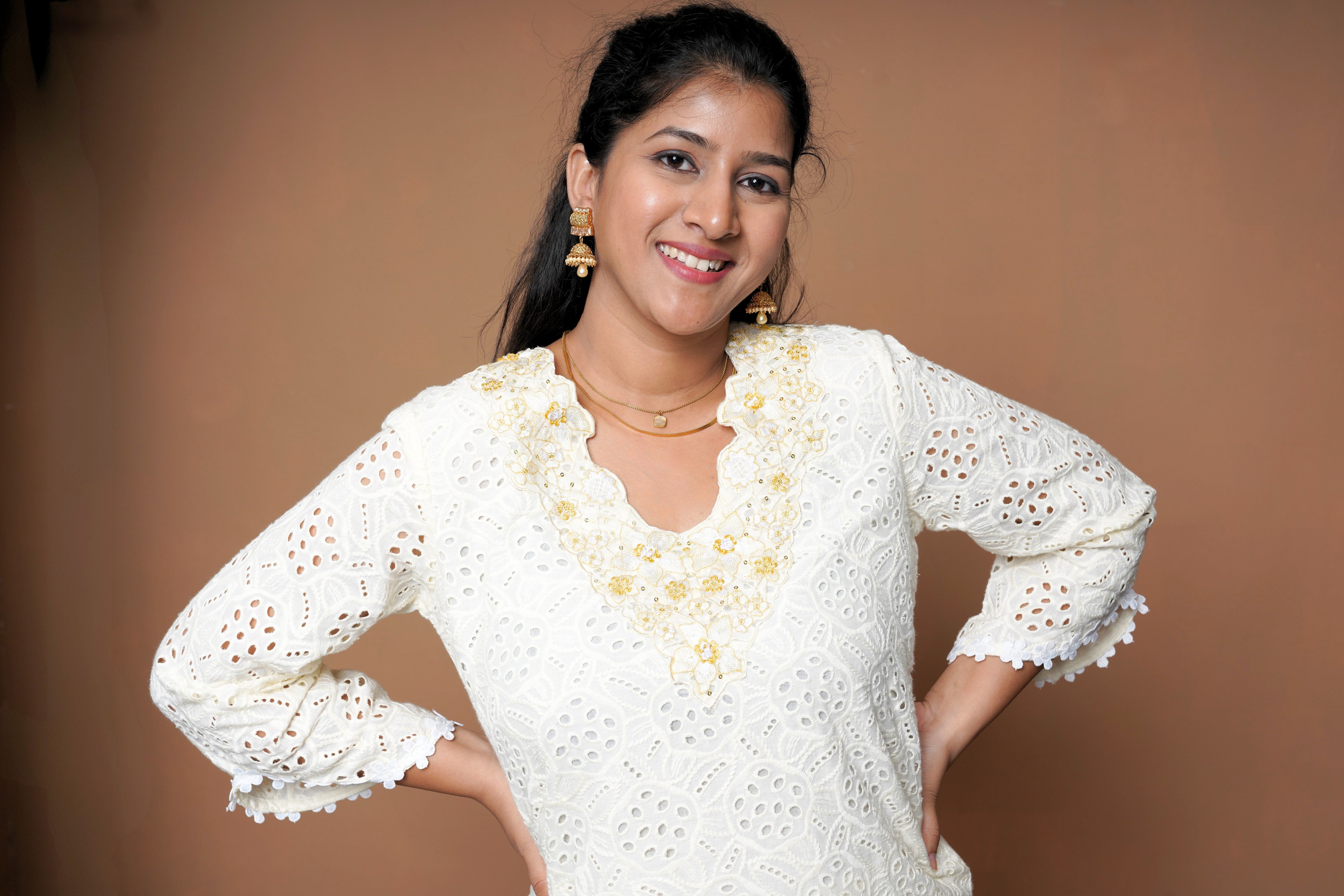 Ivory Schiffli Pure Cotton Co-Ord Set RAADVI