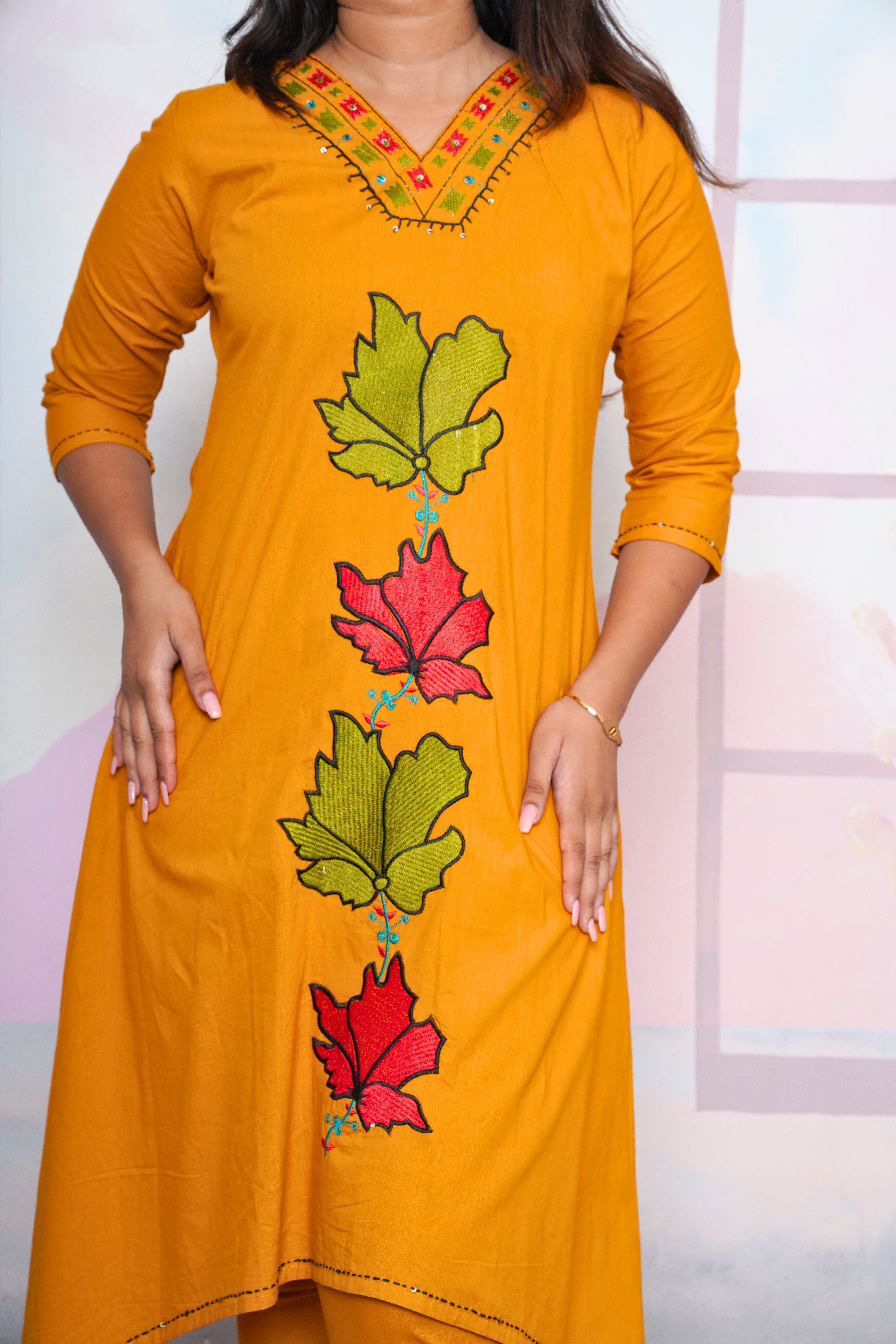 Mustard Embroidered Kurta Set RAADVI