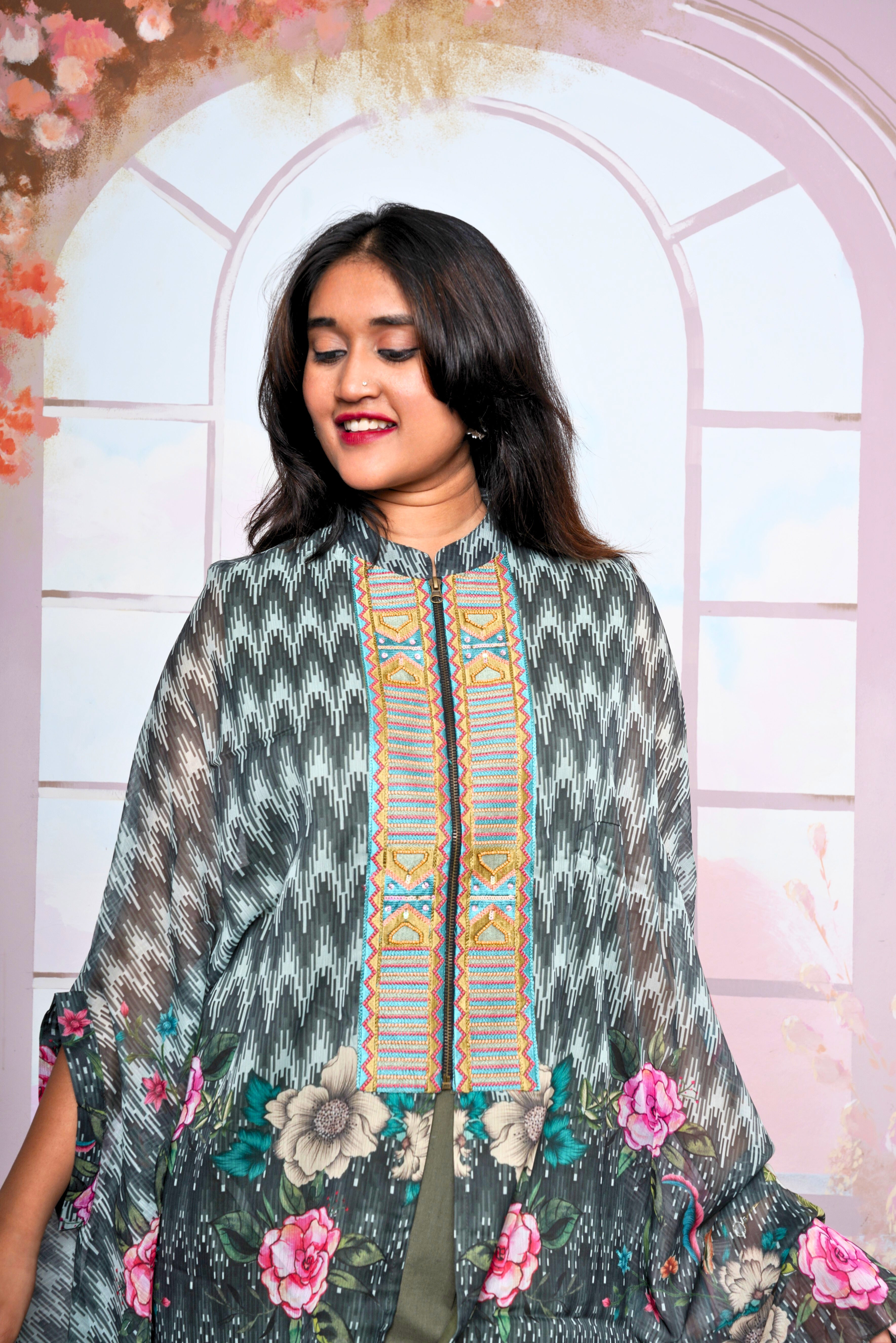 Luxury Pure Georgette Cape Co-ord Set RAADVI